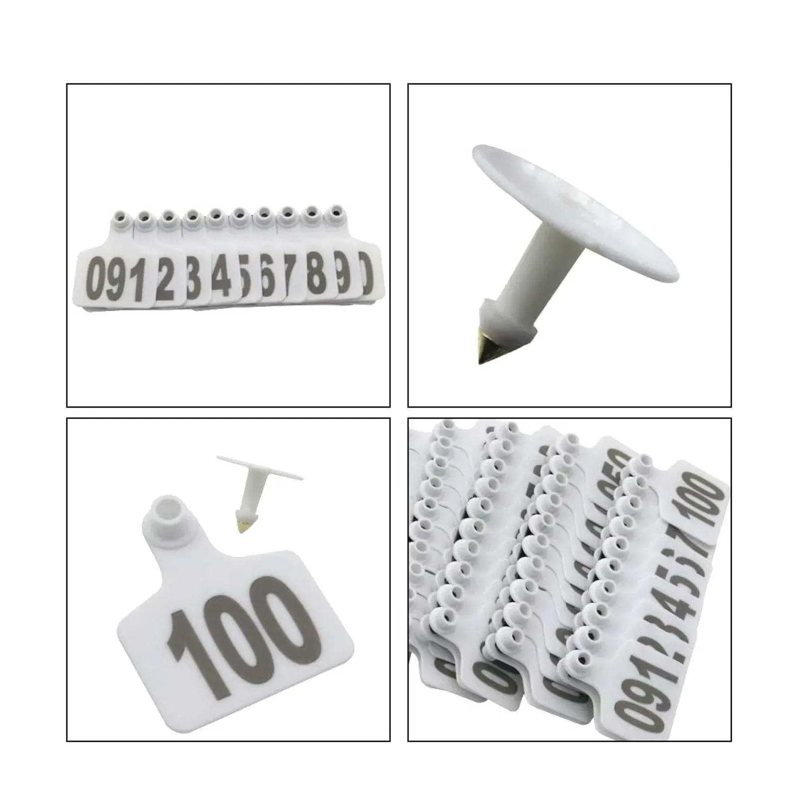 1-100 Cattle Number Ear Tags 7x10cm Set - XL White Cow Sheep Livestock Labels Price