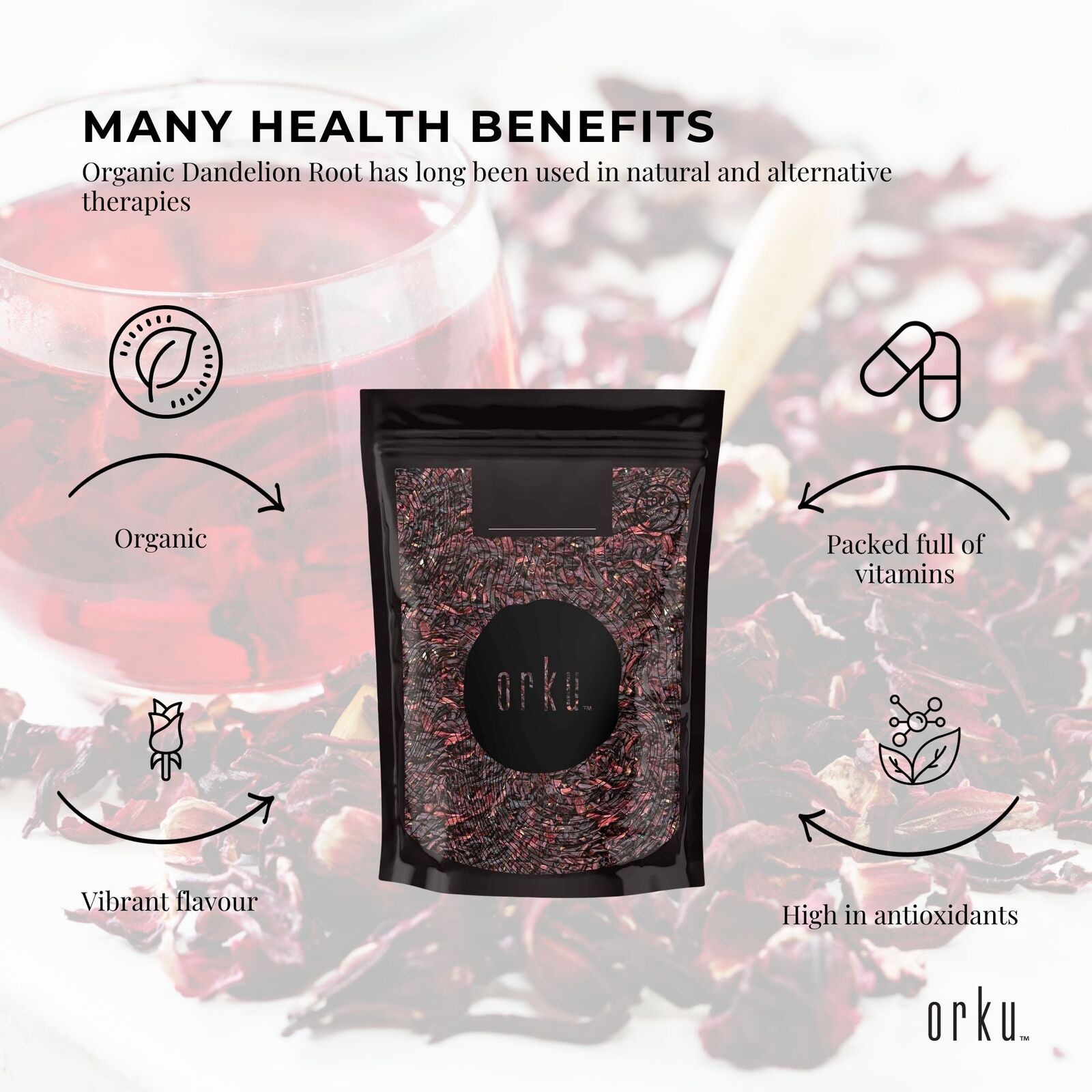 1Kg Organic Hibiscus Rosella Flower Crushed - Dried Herbal Tea Supplement Price