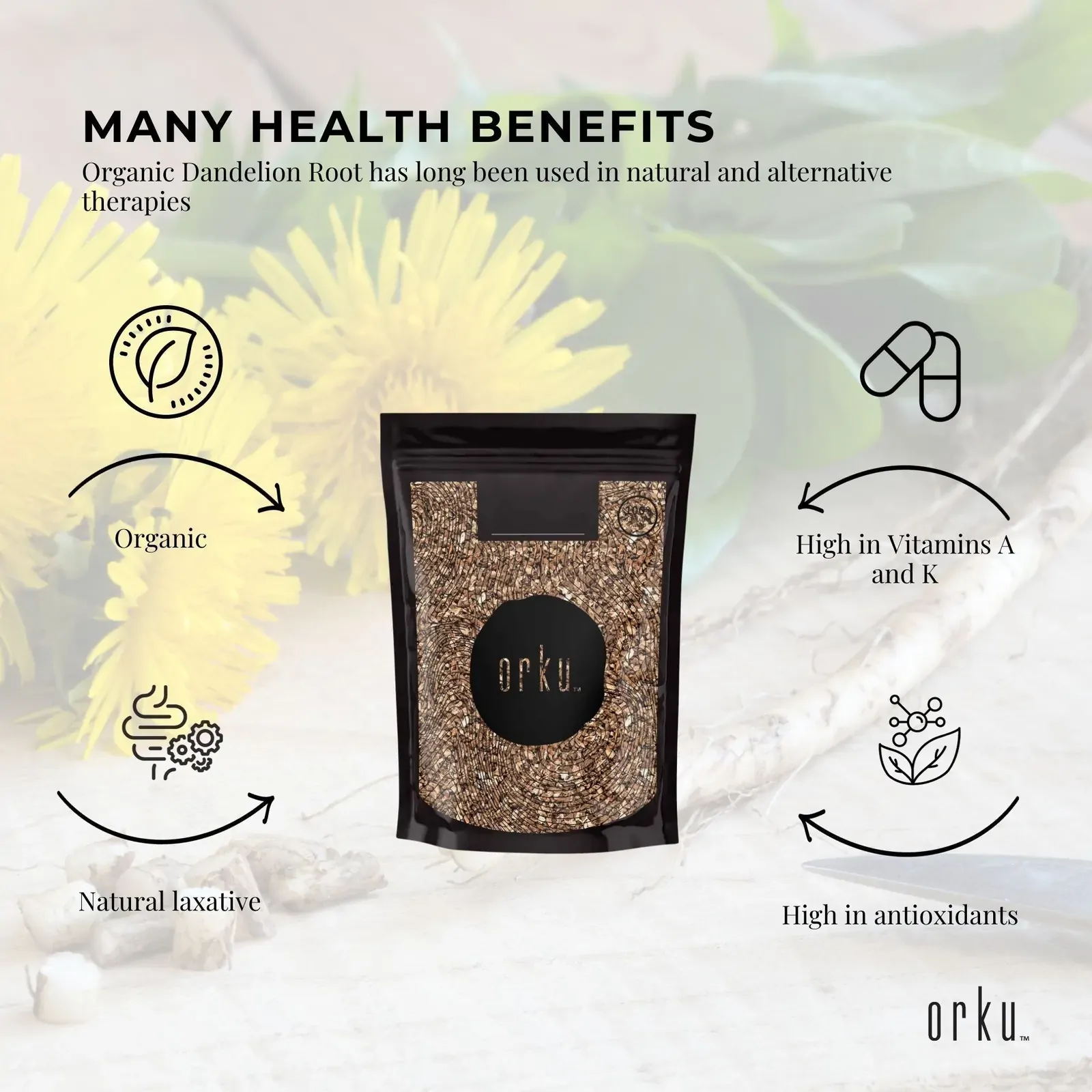 100g Organic Dandelion Root - Dried Raw Herbal Tea Supplement Price