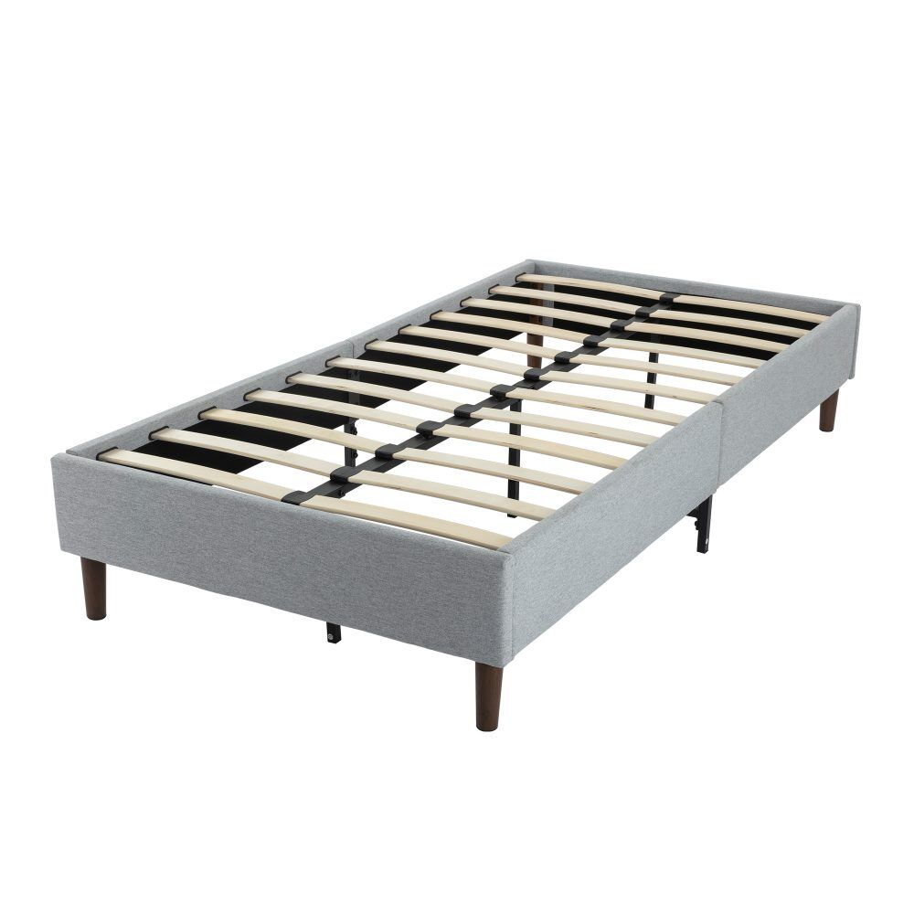 Bedframe with Wooden Slats (Light Grey) – Single Price