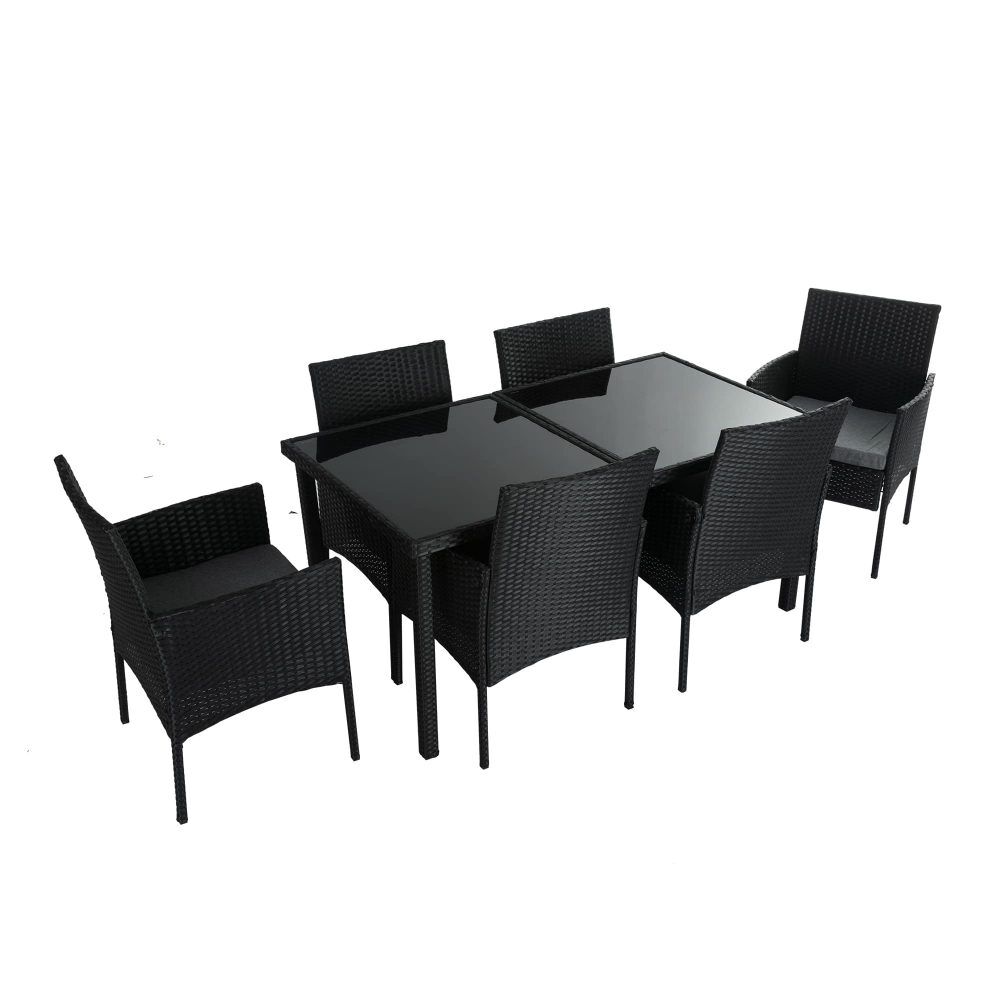 Outdoor Minimalist Black Wicker 6-Seater Dining Set Price