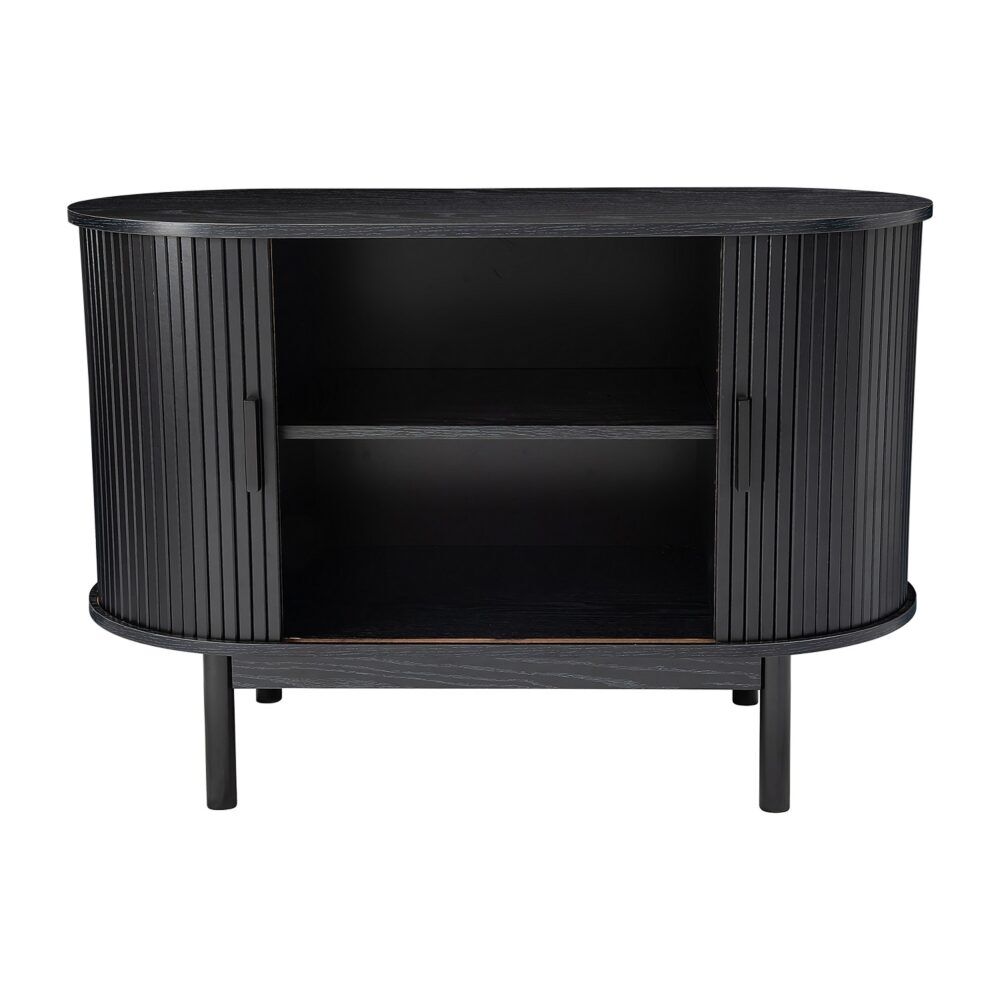Mid-Century Black Ribbed Sideboard Cabinet Price
