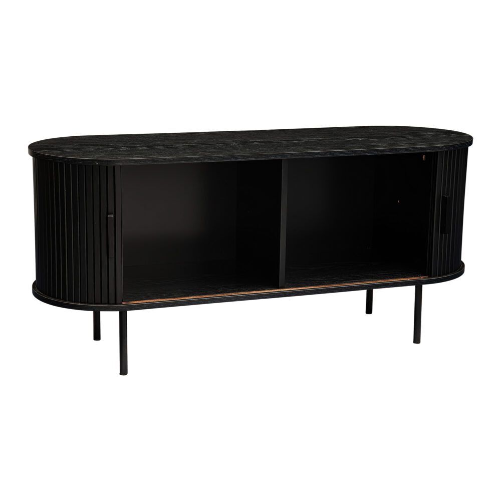 Ribbed Black Sideboard with Sliding Doors Price