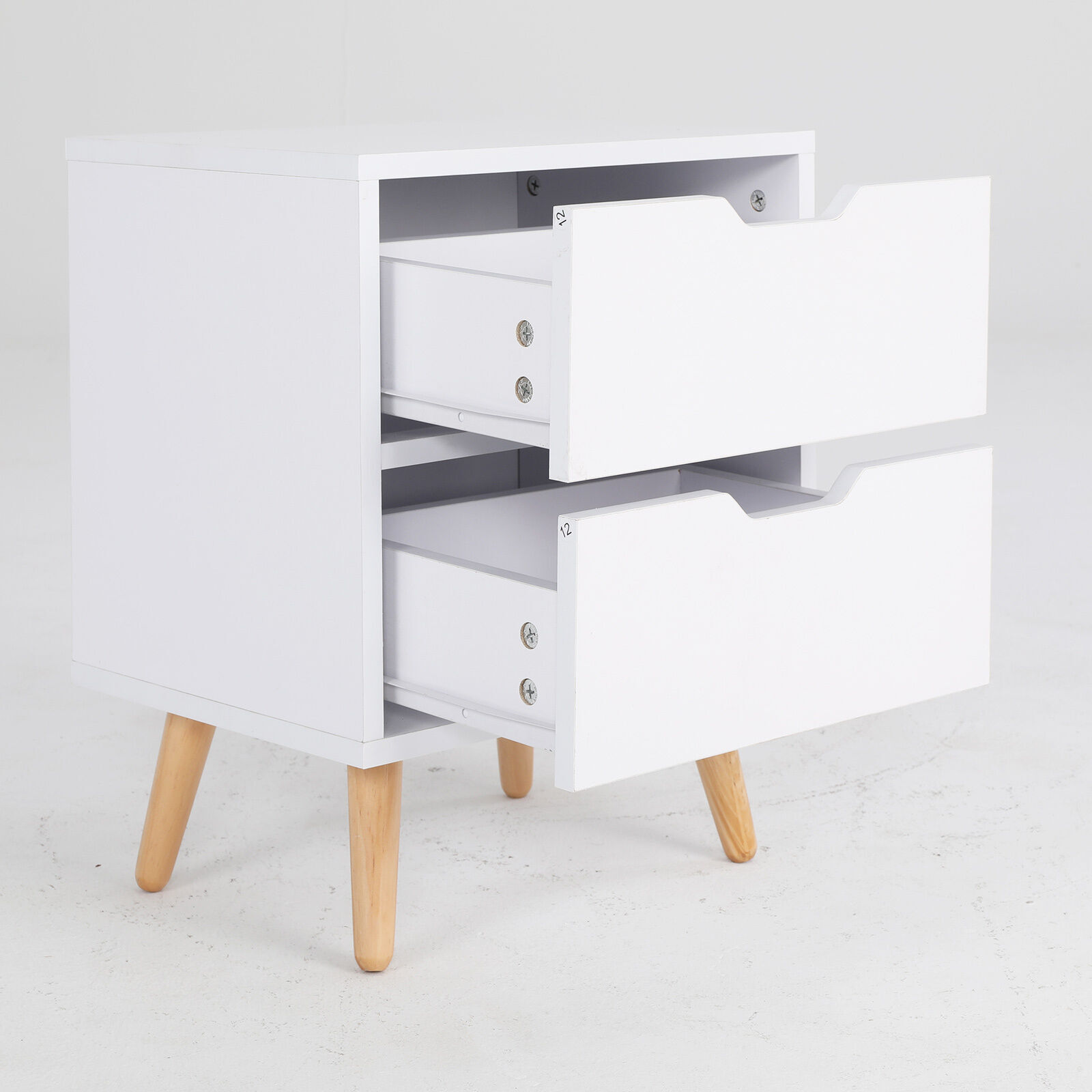 2X Bedside Table 2 Drawer Wood Leg Storage Cabinet Nightstand KIYO WHITE Price