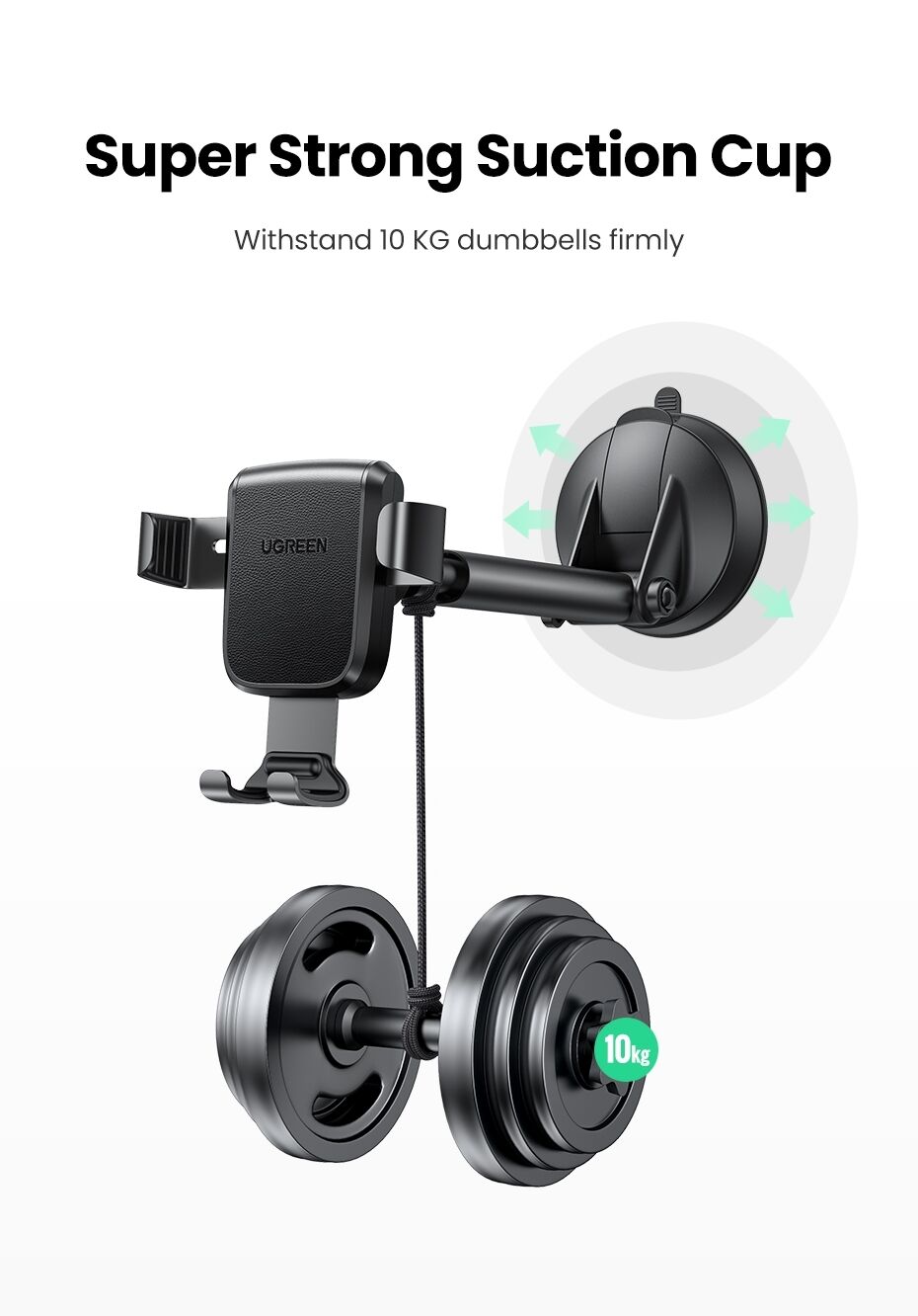 UGREEN 60990 Gravity Phone Holder with Suction Cup (Black) Price