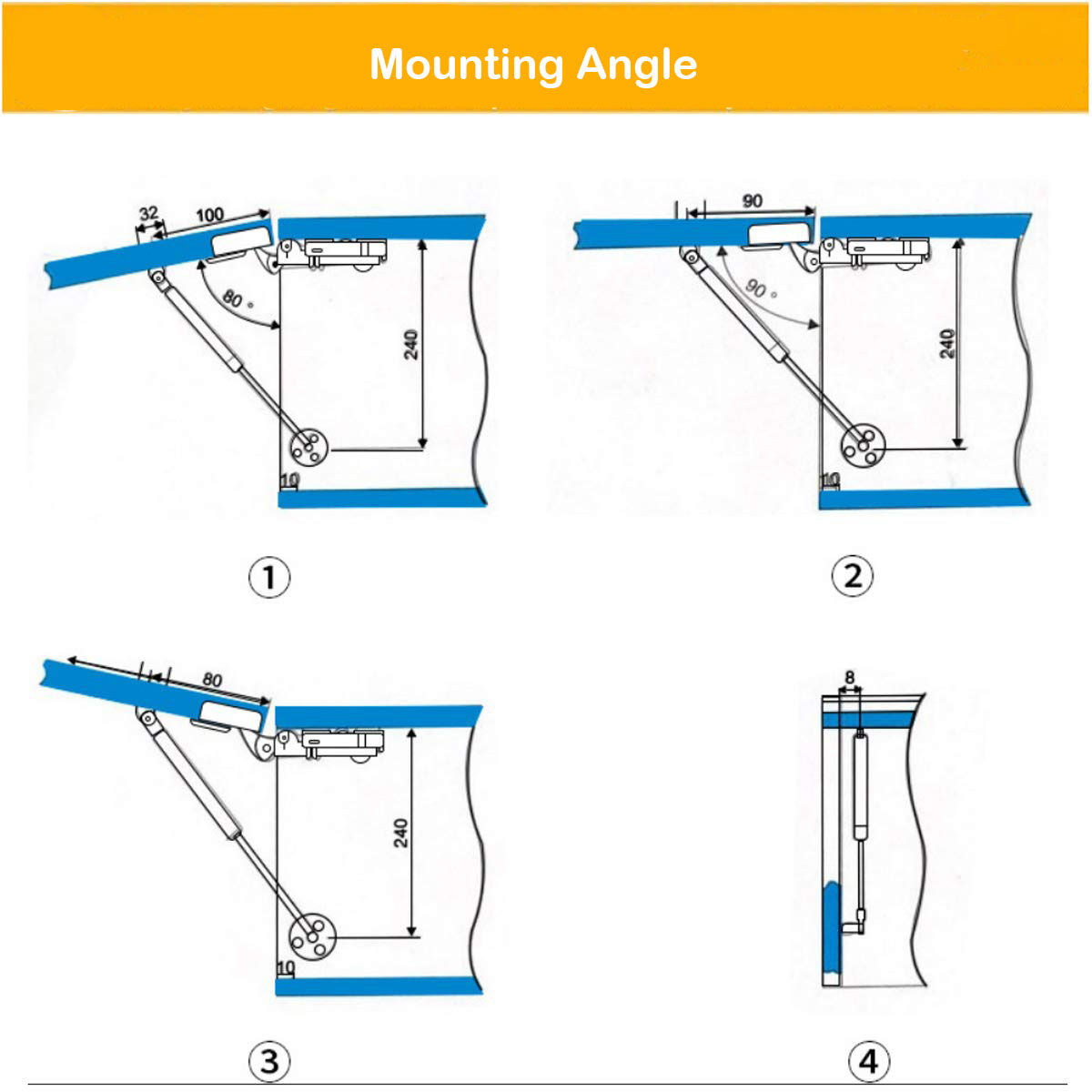 2 Pcs 100N Cabinet Door Hydraulic Hinge Metal Head Lift Support Soft Close & Buffer Telescopic Price