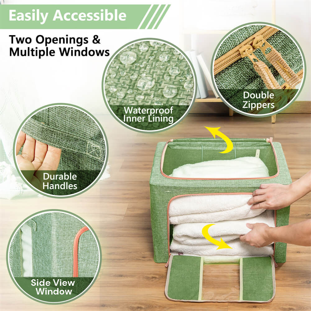 66L Cloth Storage Box Closet Organizer Storage Bags Clothes Storage Bags Wardrobe Organizer Idea GREEN Price