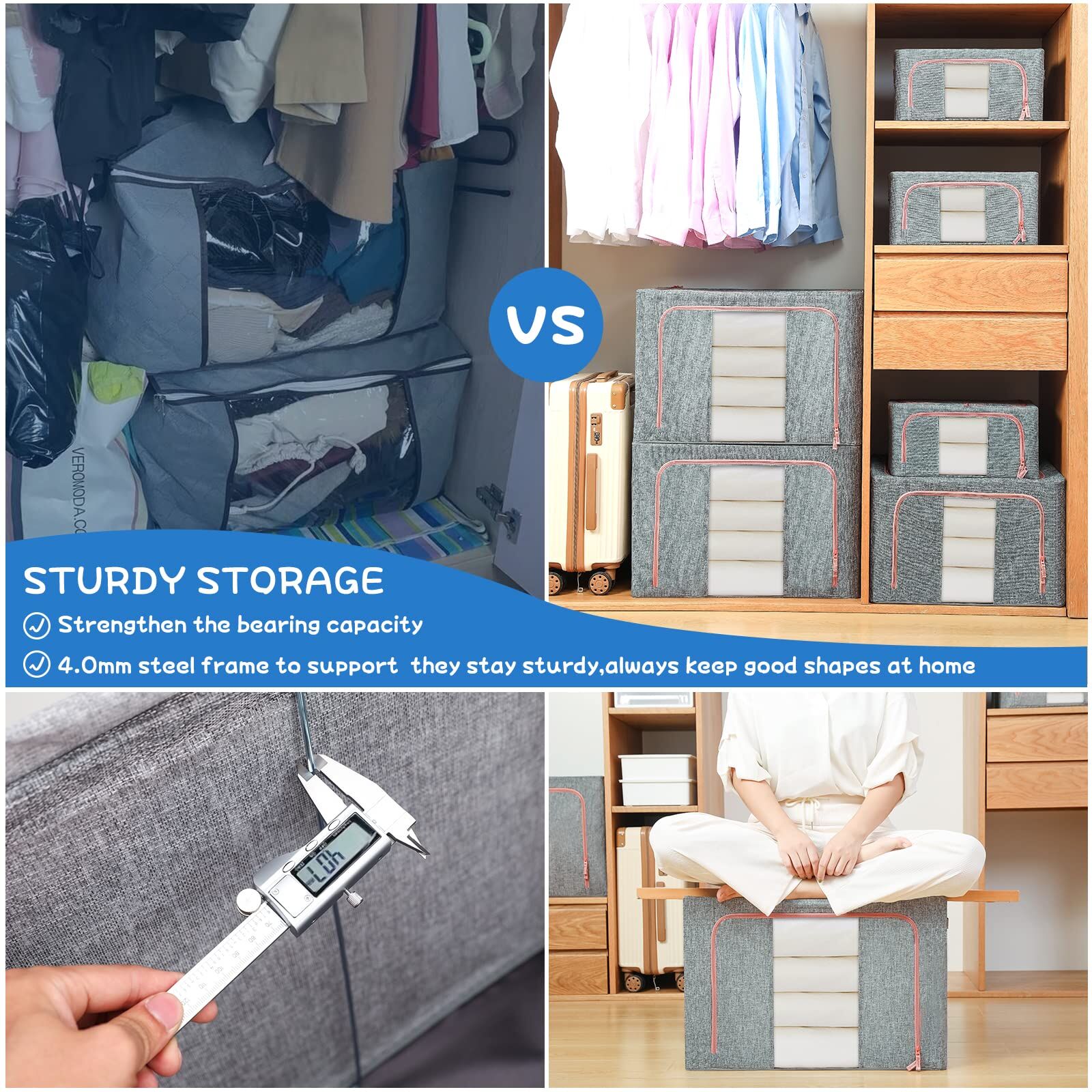 24L Cloth Storage Box Closet Organizer Storage Bags Clothes Storage Bags Wardrobe Organizer Idea Grey Price