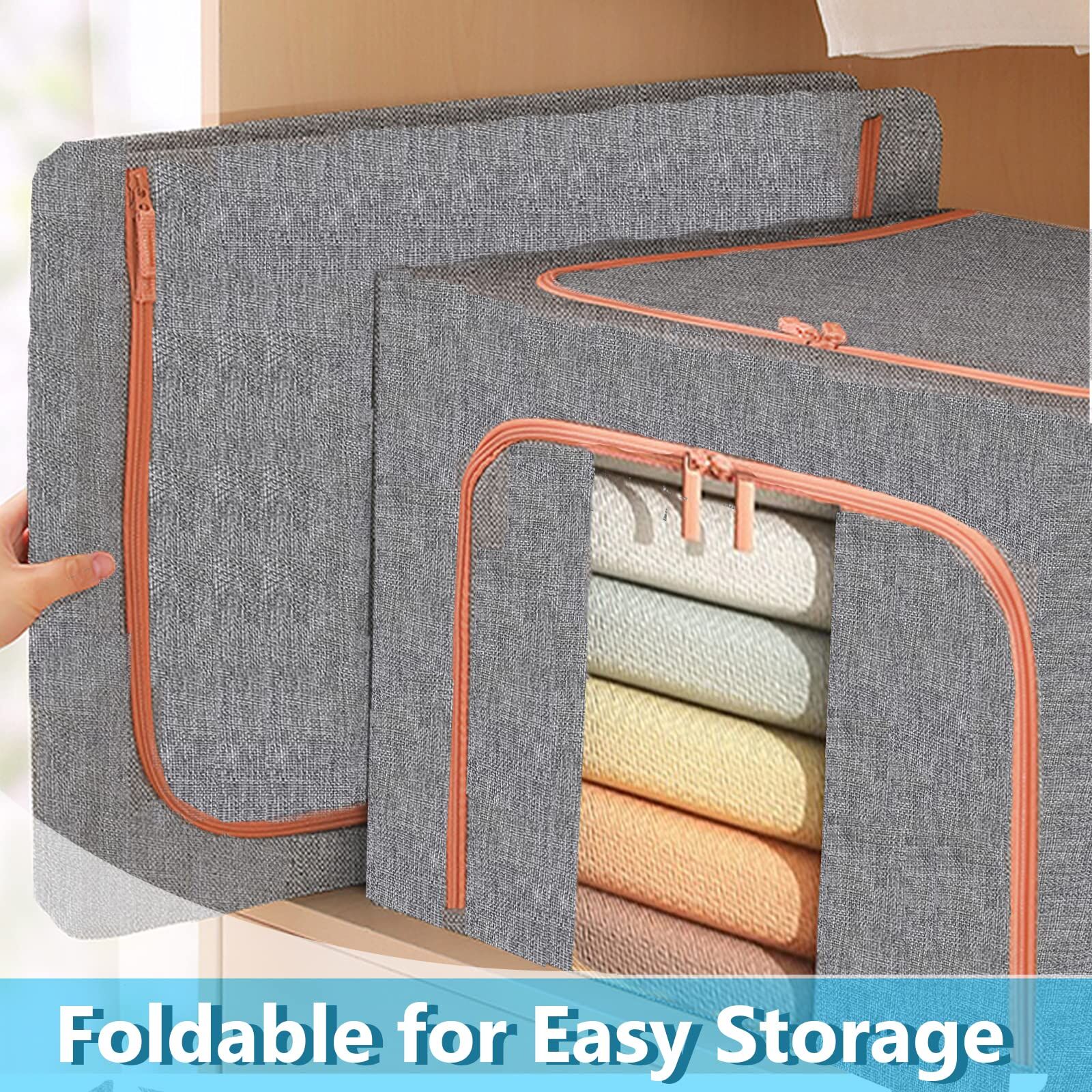 66L Cloth Storage Box Closet Organizer Storage Bags Clothes Storage Bags Wardrobe Organizer Idea Grey Price