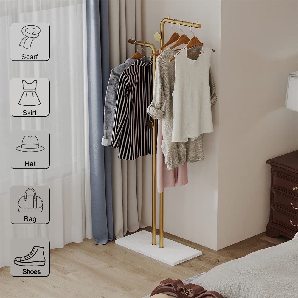 Metal Coat Rack Marble Base Hooks Clothes Coats Bag Tree Hat Display Hanger Stand Organiser 2 Pole Price