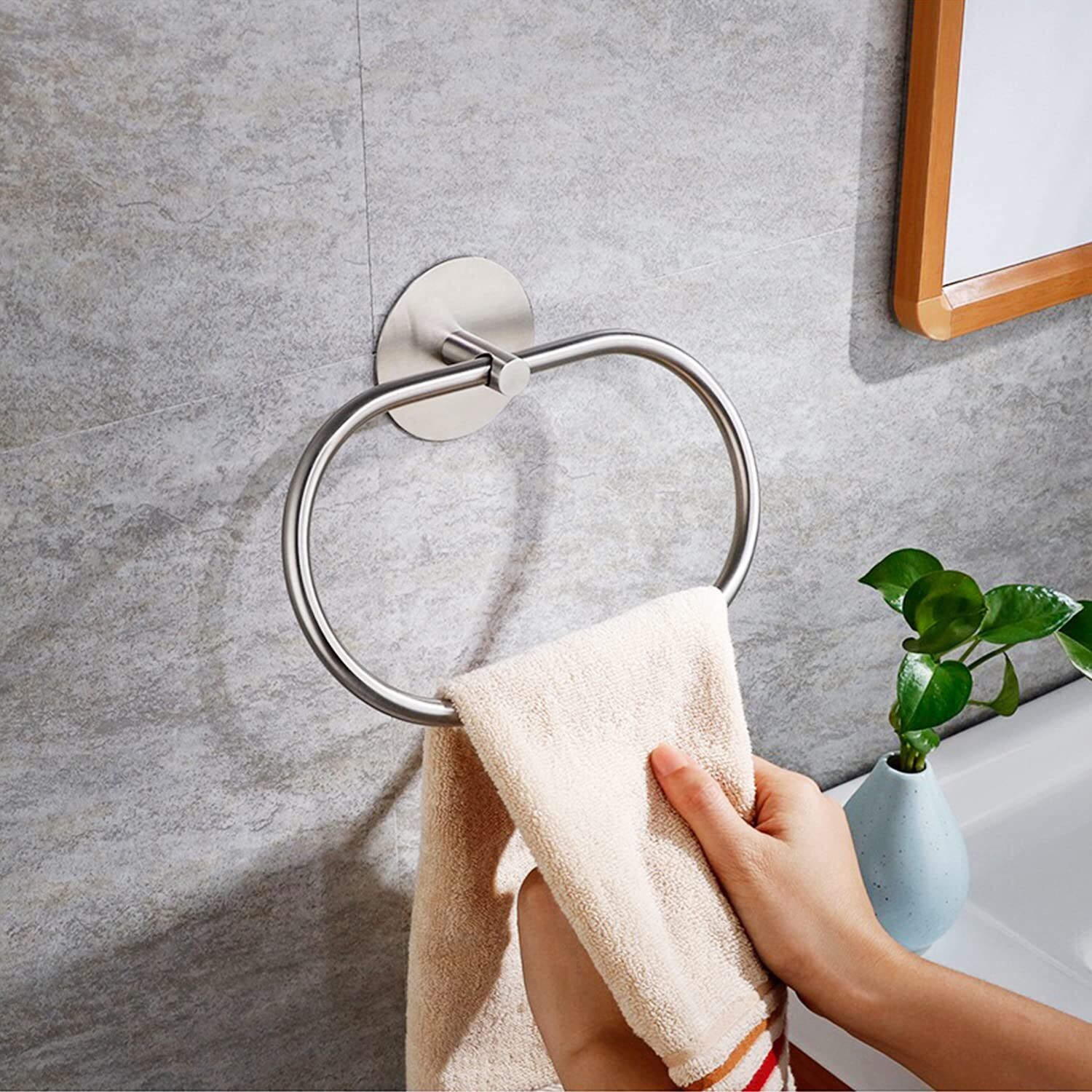 Bathroom Towel Ring Bathroom Towel Rack Adhesive Hand Towels Holder Towel Hanger Silver Price