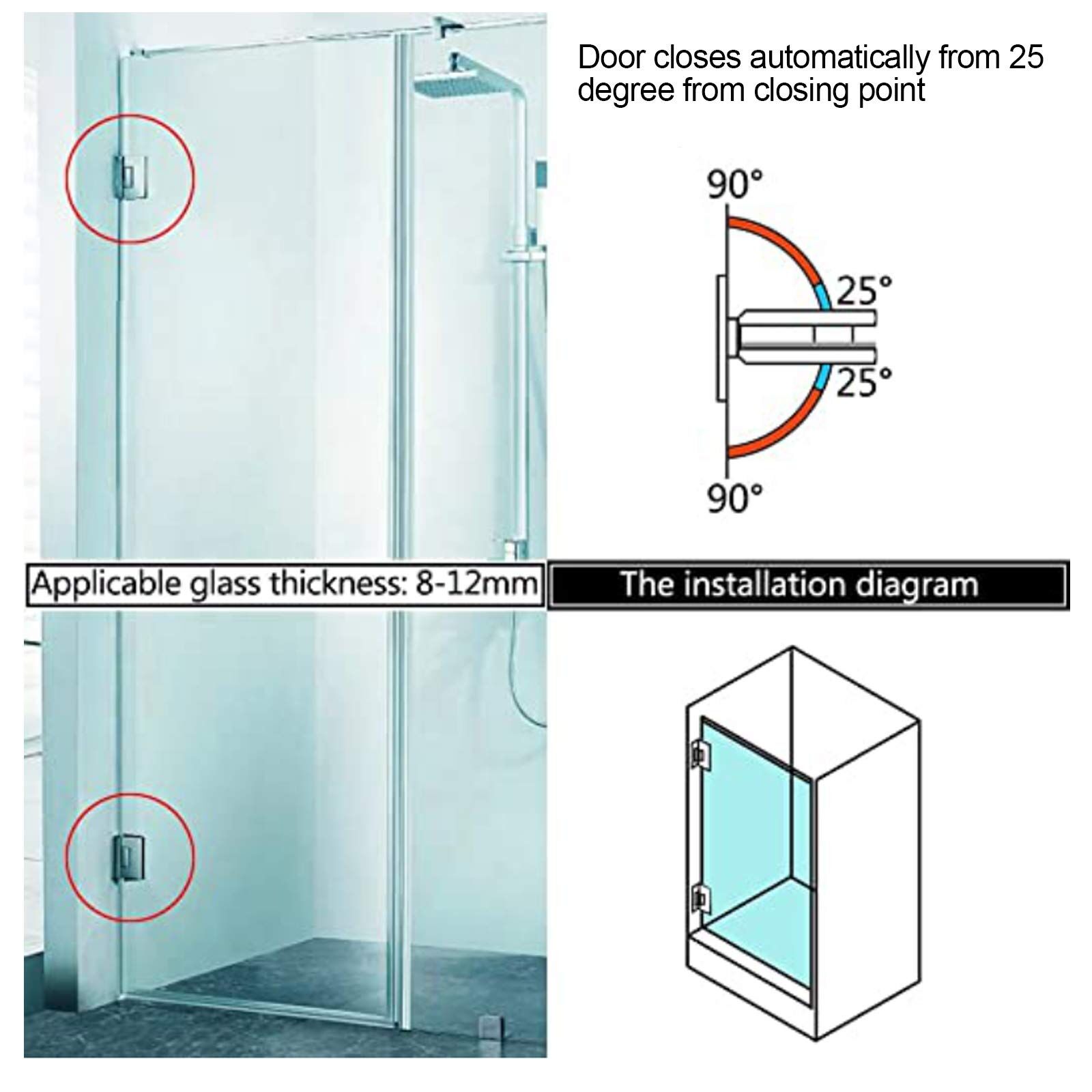90 Degree Glass Door Cupboard Showcase Cabinet Clamp Glass Shower Doors Hinge 304 Steel Price