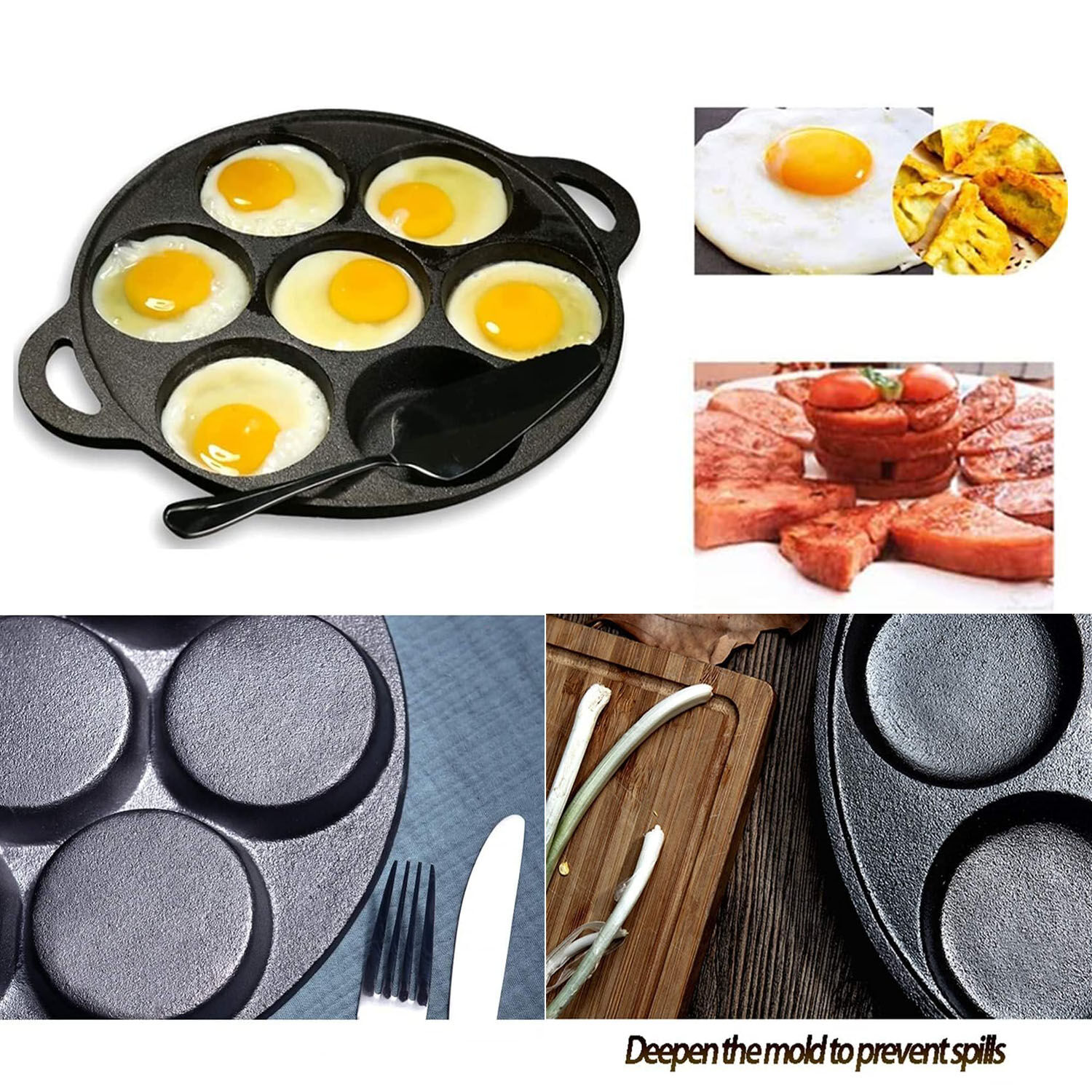 7 Cup Cast Iron Egg Frying Pan Divided Egg Skillet Pan Fried Egg Pan Cooker Pancake Egg Fryer Price