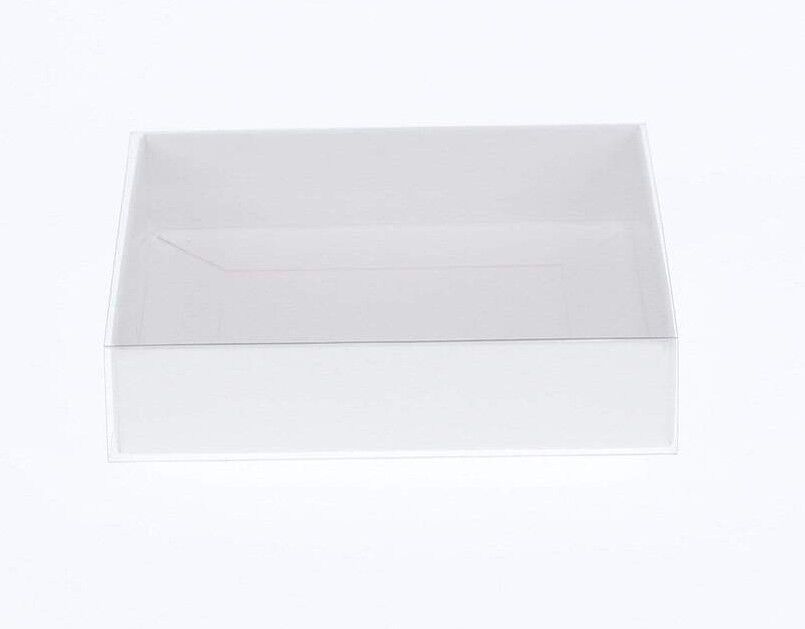 10 Pack of 15cm Square Invitation Coaster Favor Function product Presentation Cookie Biscuit Patisserie Gift Box - 4cm deep - White Card with Clear Sl Price