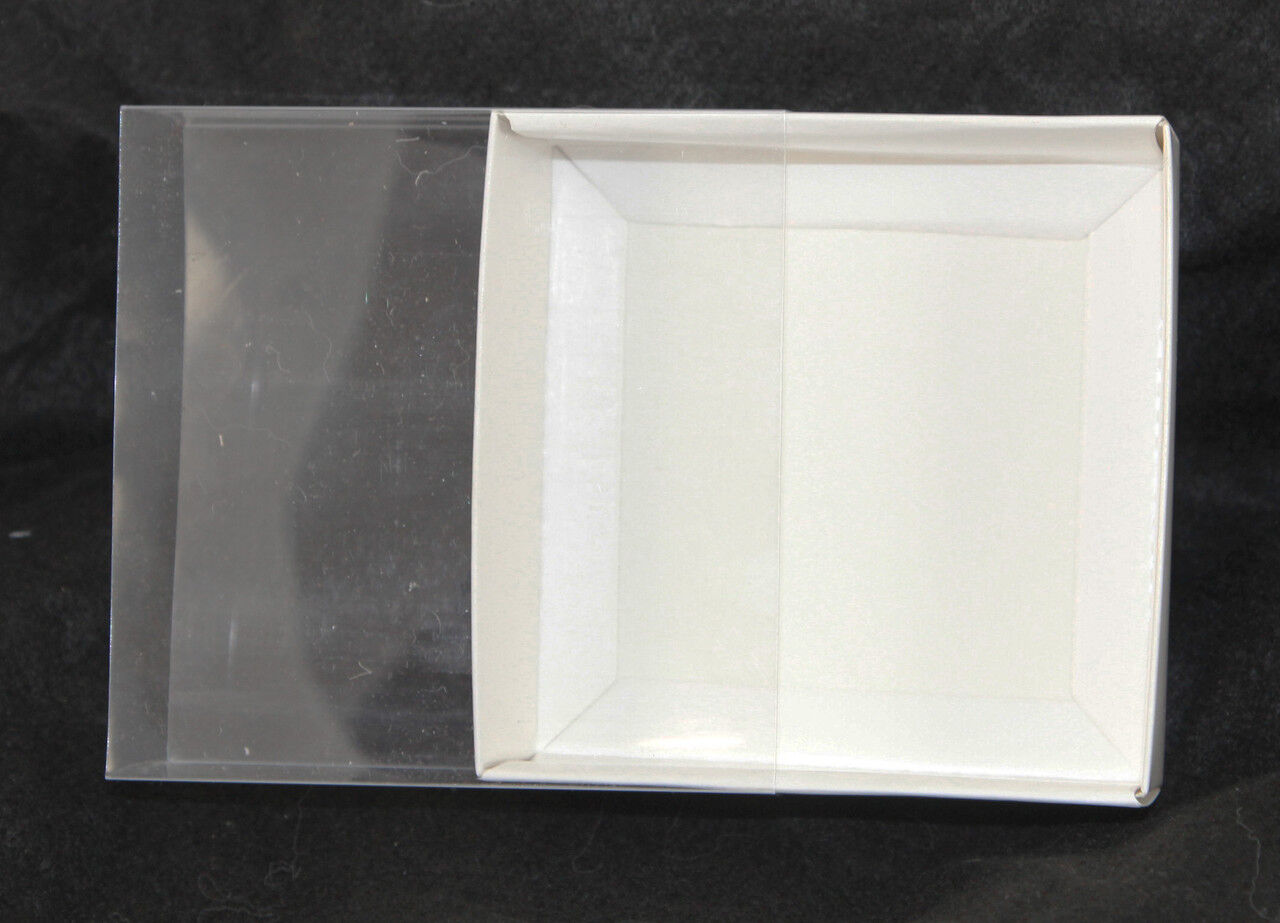 10 Pack of 8cm Square Wedding Invitation Coaster Favor Function product Presentation Cookie Biscuit Patisserie Gift Box - 2cm deep - White Card with C Price
