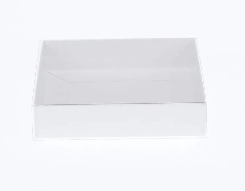 50 Pack of 15cm Square Invitation Coaster Favor Function product Presentation Cookie Biscuit Patisserie Gift Box - 4cm deep - White Card with Clear Sl Price