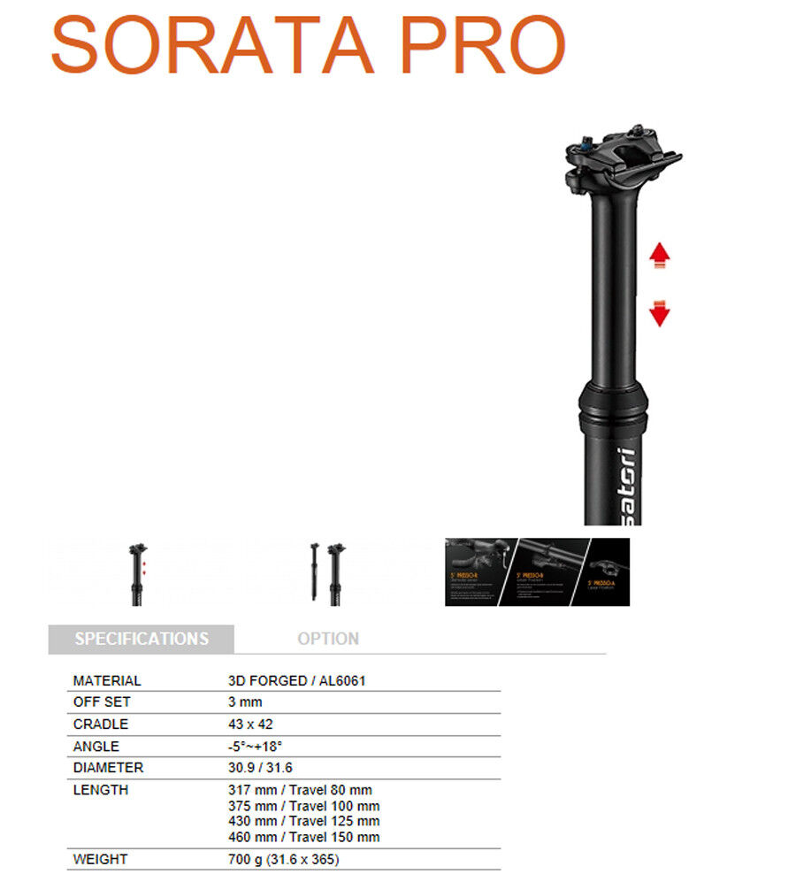 Satori Sorata Pro Internal Cable 30.9 Diameter 100mm Travel Mountain Bike Dropper Price