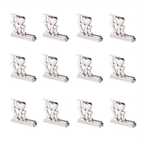 Wedding Name Card Place Stand Silver LOVE Letters - Wedding Anniversary or Engagement Party 10 pack Price