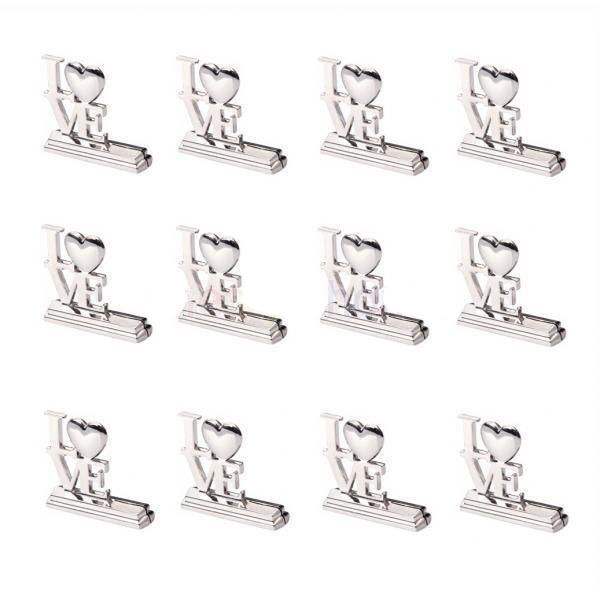 100 Bulk Buy Pack of Wedding Name Card Place Stand Silver LOVE Letters - Wedding Anniversary or Engagement Party Price