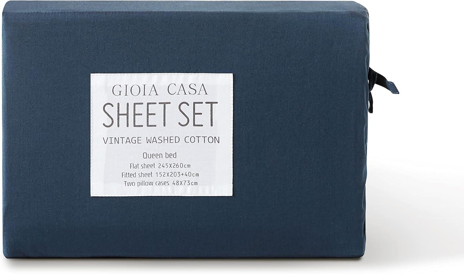 Gioia Casa Vintage Washed 100% Cotton Sheet Set with 1 Pillowcases - Dark Indigo -Single Price