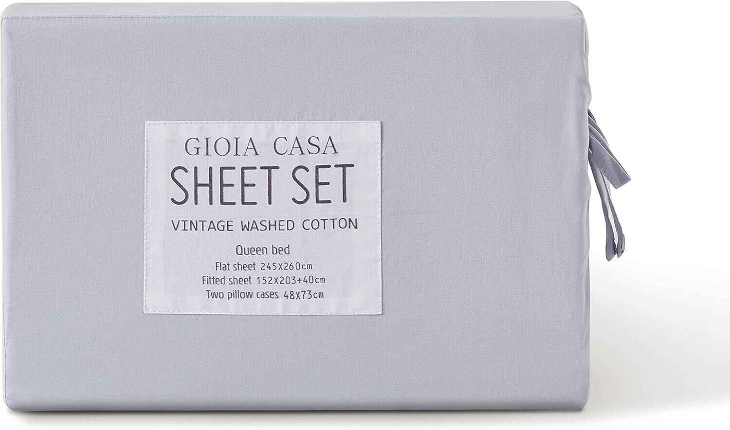 Gioia Casa Vintage Washed 100% Cotton Sheet Set with 1 Pillowcases - Silver - Single Price