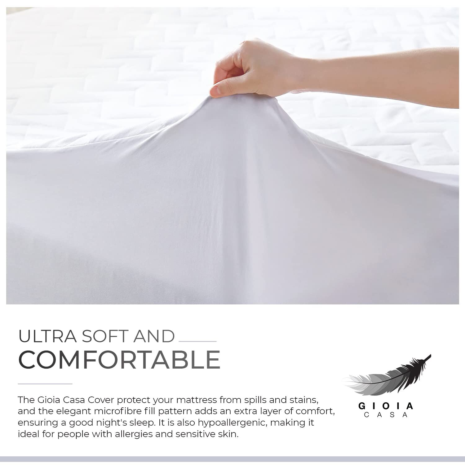 100% Ultra-Soft Cotton Quilted Anti-Microbial Mattress Cover Protector - White - Queen Size Price