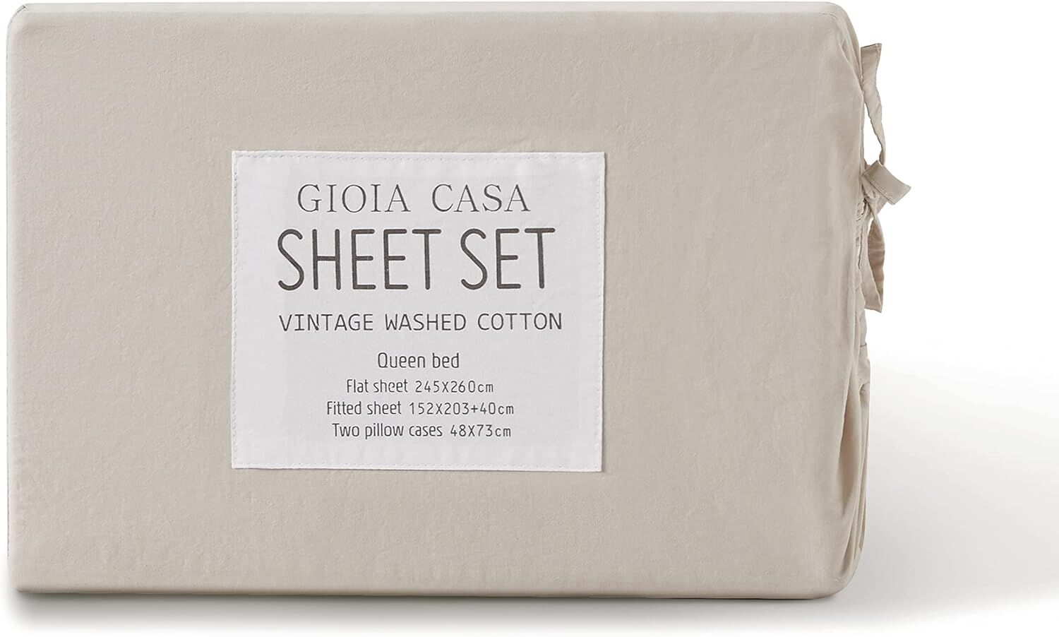 Gioia Casa Vintage Washed 100% Cotton Sheet Set with 2 Pillowcases - Natural - King Size Price