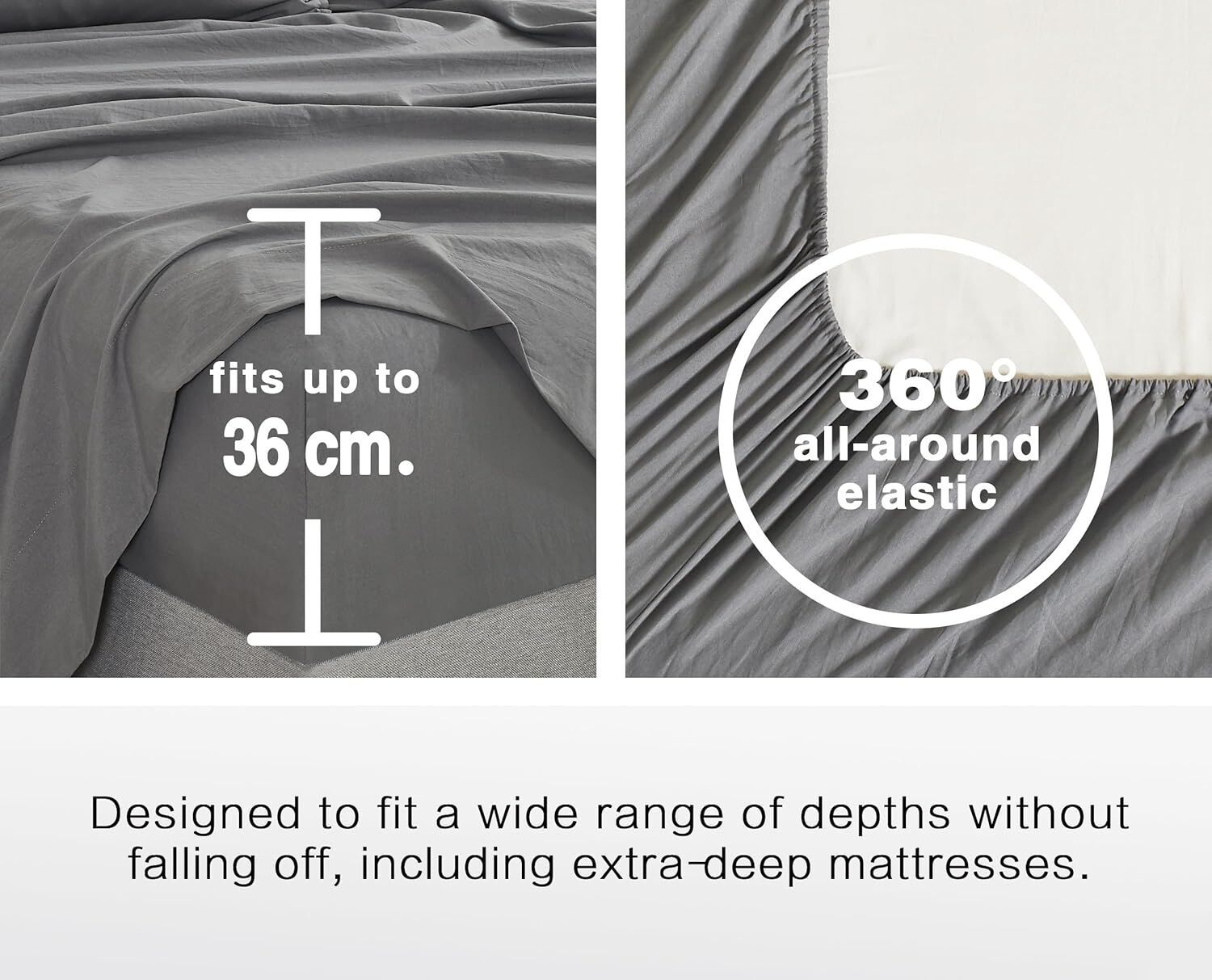 CleverPolly Vintage Washed Microfibre Sheet Set with 2 Pillowcases - Grey - King Price