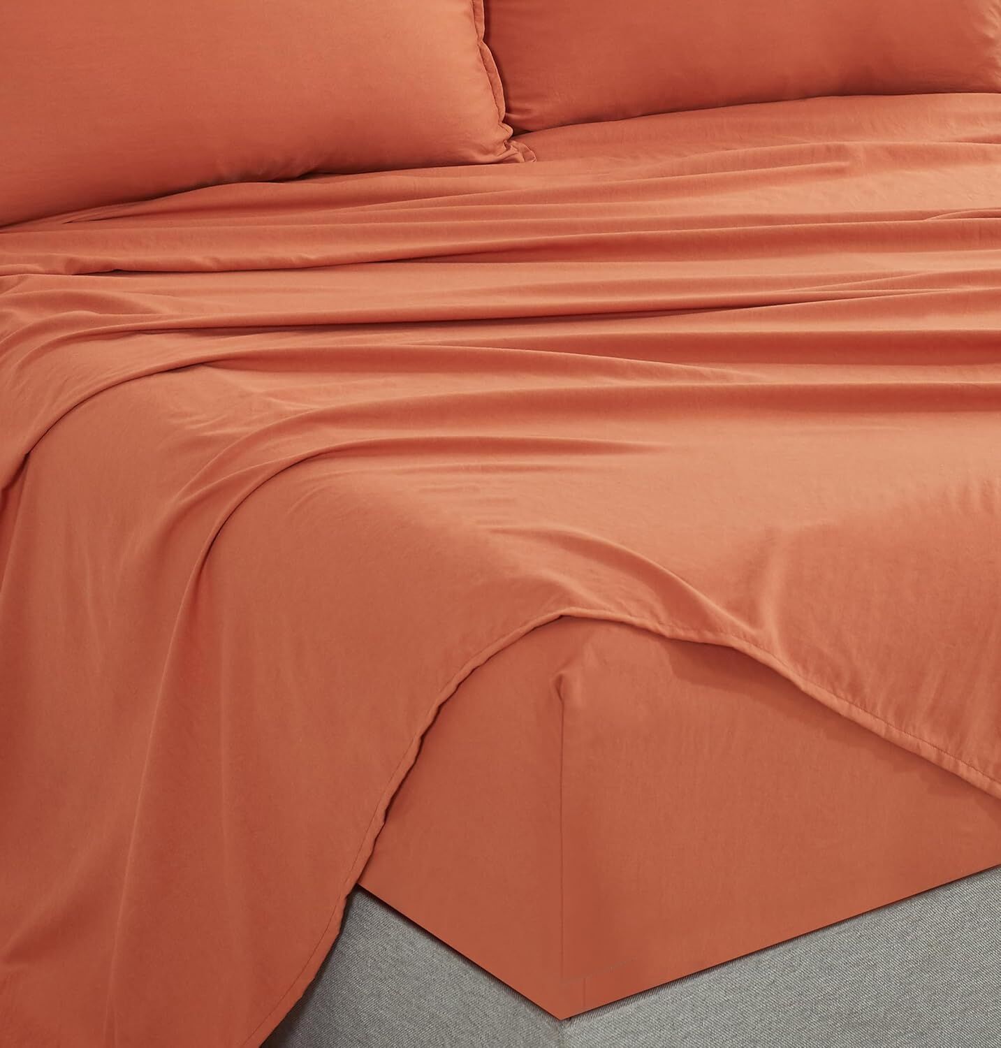 CleverPolly Vintage Washed Microfibre Sheet Set with 2 Pillowcases - Terracotta - King Price