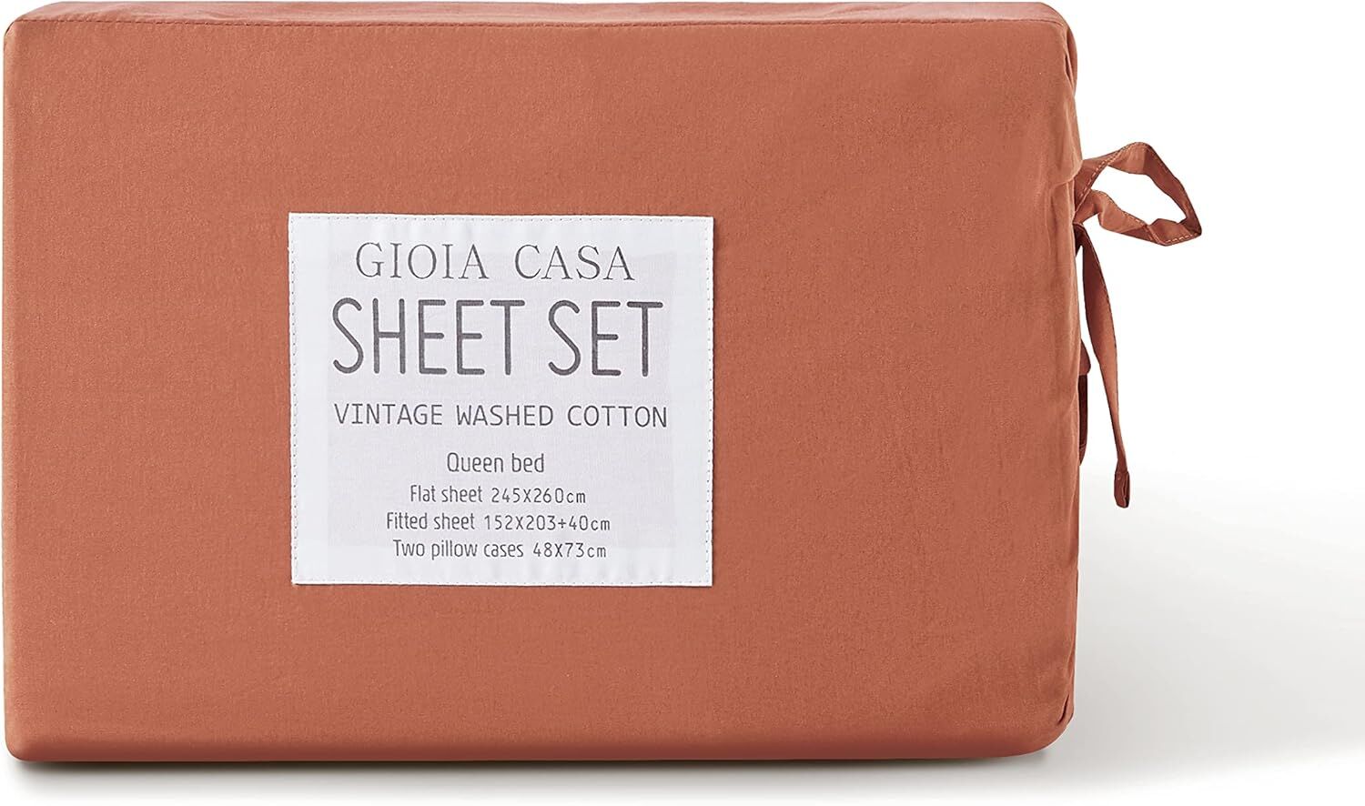 Gioia Casa Vintage Washed 100% Cotton Soft Breathable Sheet Set - Brick - King Single Price