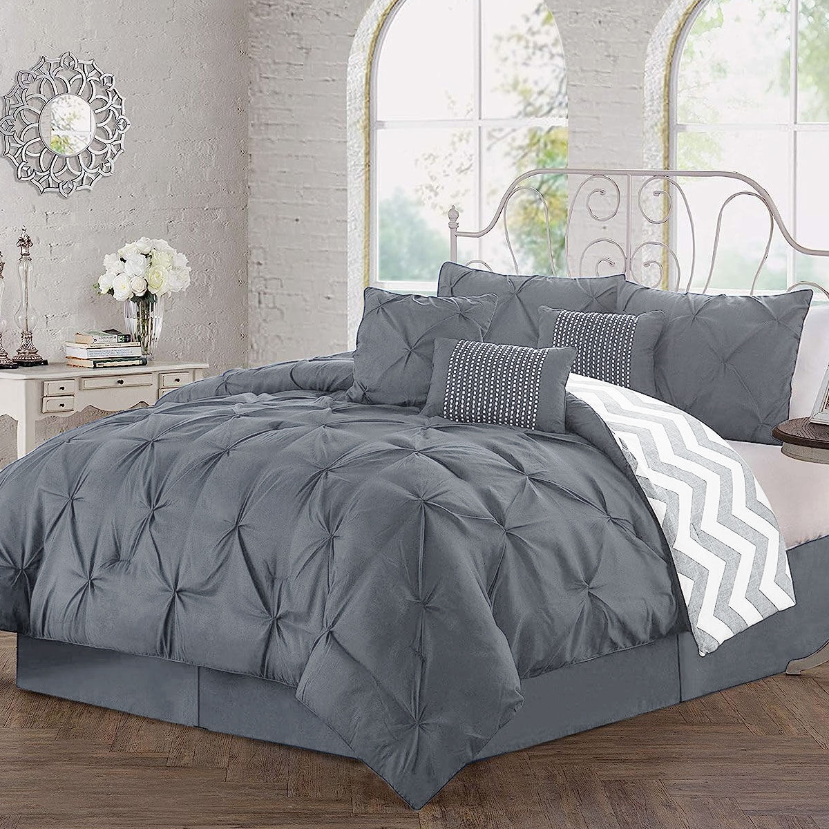 J Elliot Home 6 Pcs Ella Navy Comforter Set Single Price