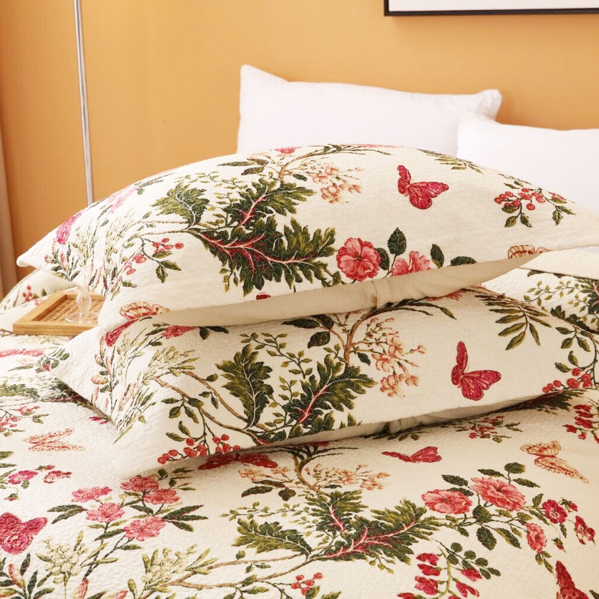 100% Cotton Lightly Quilted Coverlet Set Granada Cream Queen Price