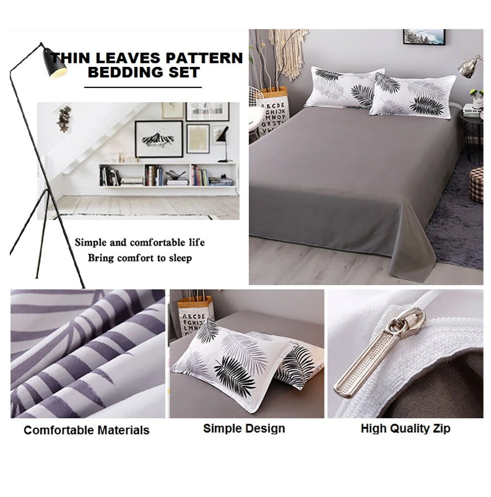 Palm Leaves Pattern Aloe Cotton Flat Sheet Quilt Cover Pillowcases 4pcs Bedding Set (King) Price