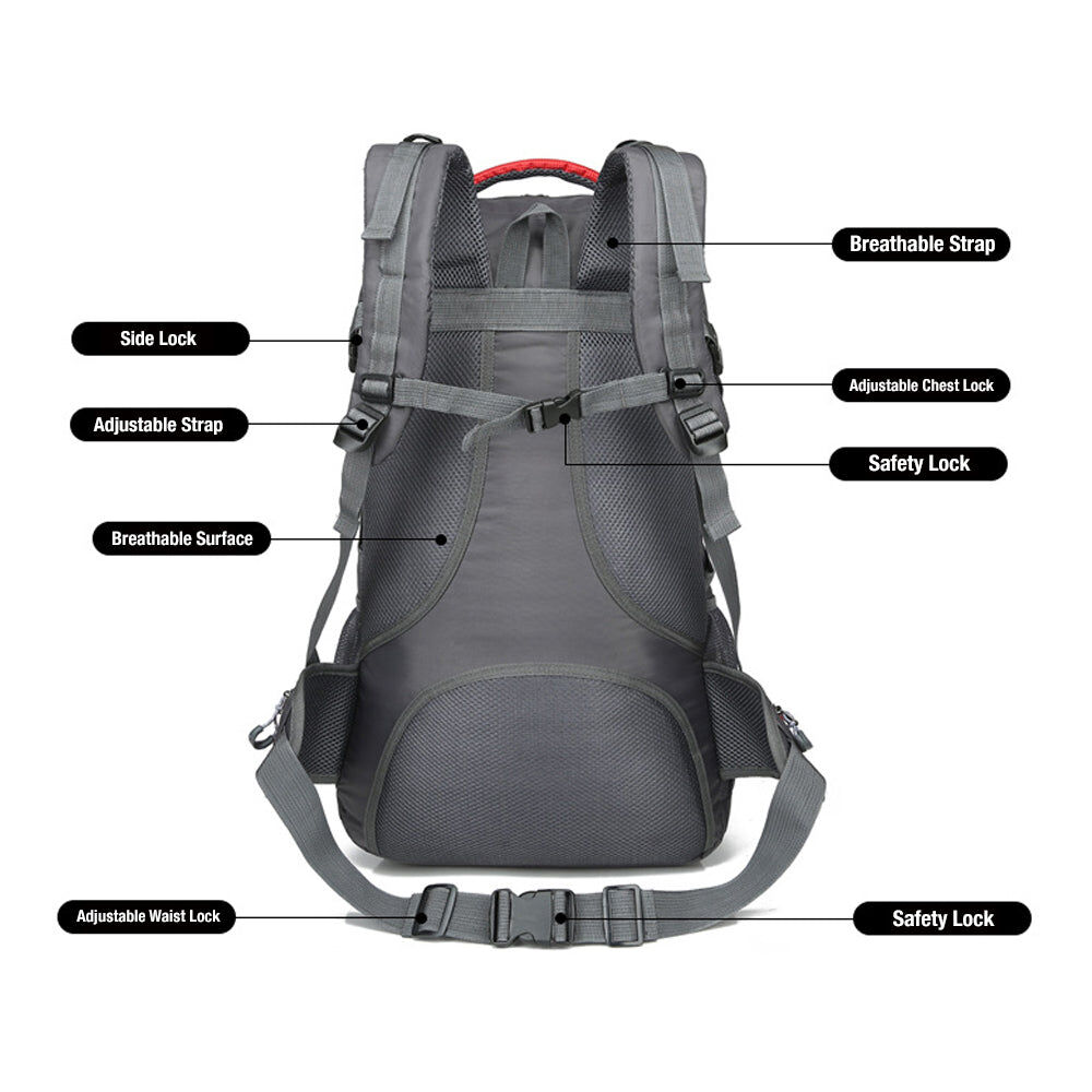 40L Waterproof Outdoor Hiking Backpack Camping Outdoor Trekking Bag(Black) Price