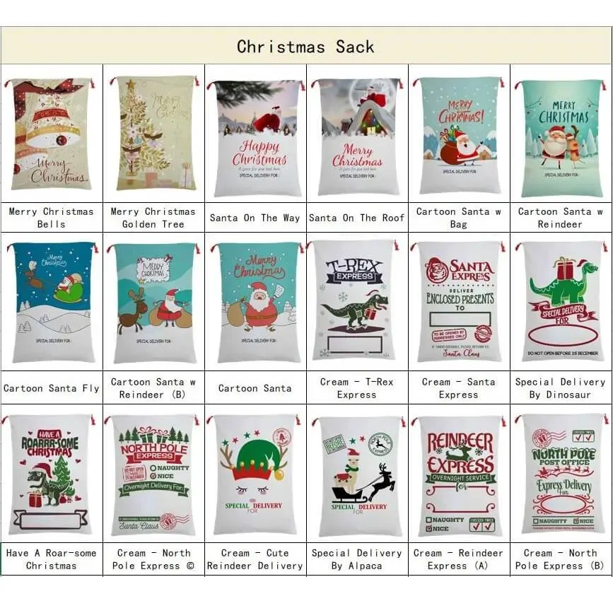 50x70cm Canvas Hessian Christmas Santa Sack Xmas Stocking Reindeer Kids Gift Bag, Cream - Express Delivery (1) Price