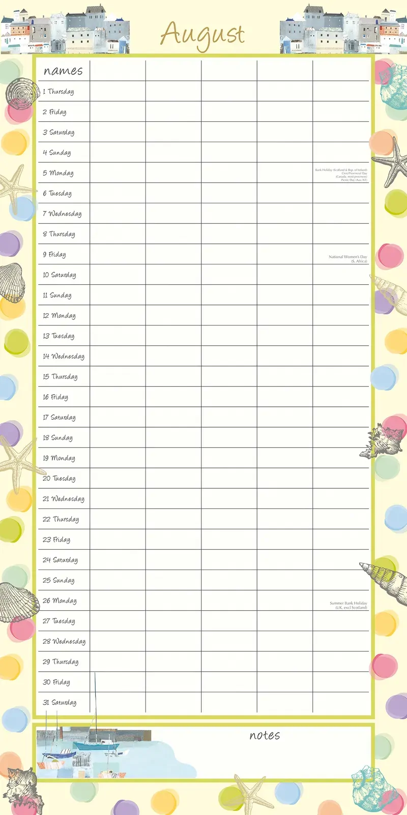 By the Sea Family Organiser - 2024 Square Wall Calendar 16 Months School Planner Price