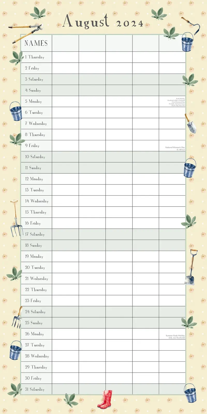 Garden Organiser - 2024 Square Wall Calendar 16 Months School Floral Planner Price