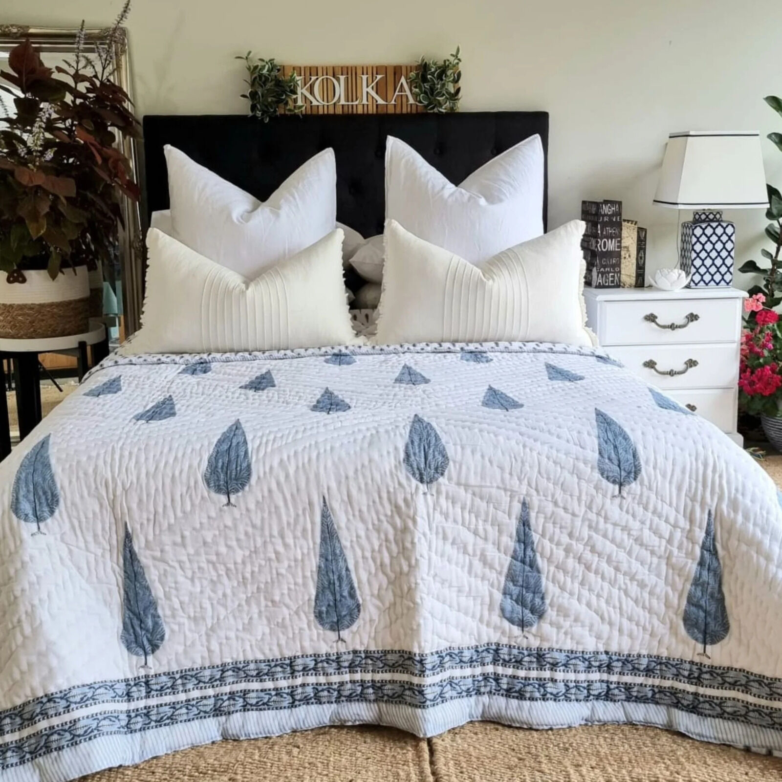Pine Tree Reversible Quilt - Grey (King - 228 cm x 274 cm) Price