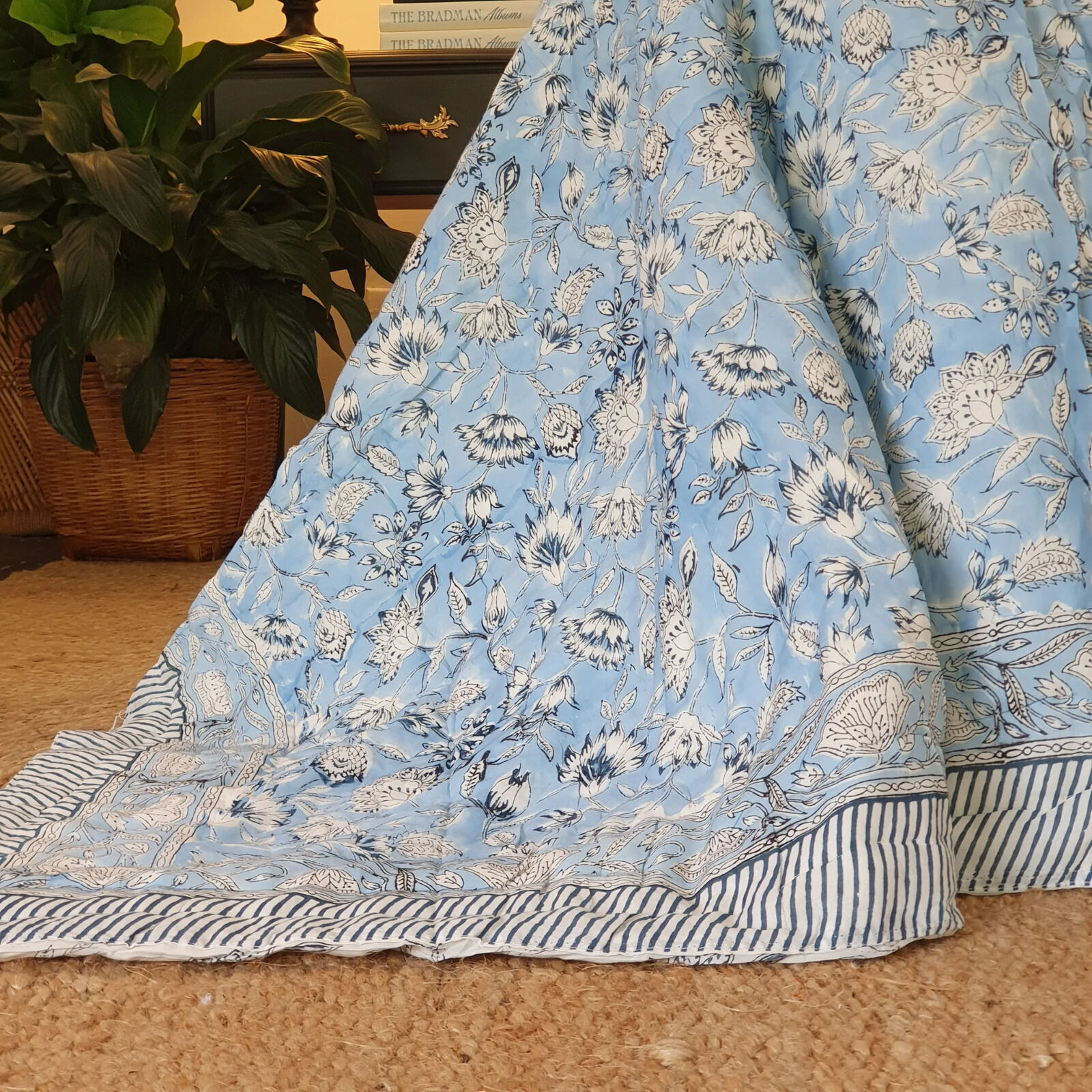 Wild Flower Ocean Reversible Quilt - Blue (Size: King 228 cm x 274 cm) Price