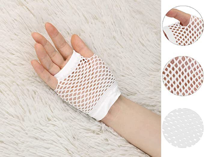 1 Pair Fishnet Gloves Fingerless Wrist Length 70s 80s Costume Party Dance -White Price