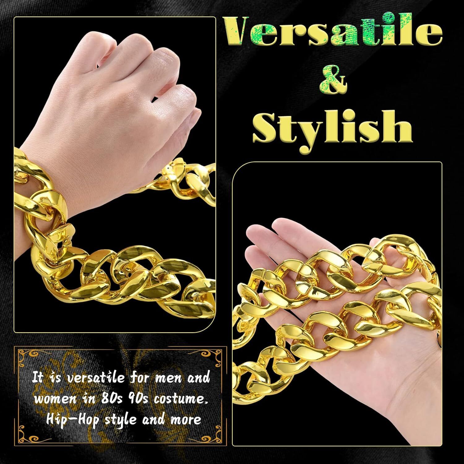 Adjustable Big Links Plastic Gold Color Chain Necklace Chunky Choker Party Costume Pimp Price