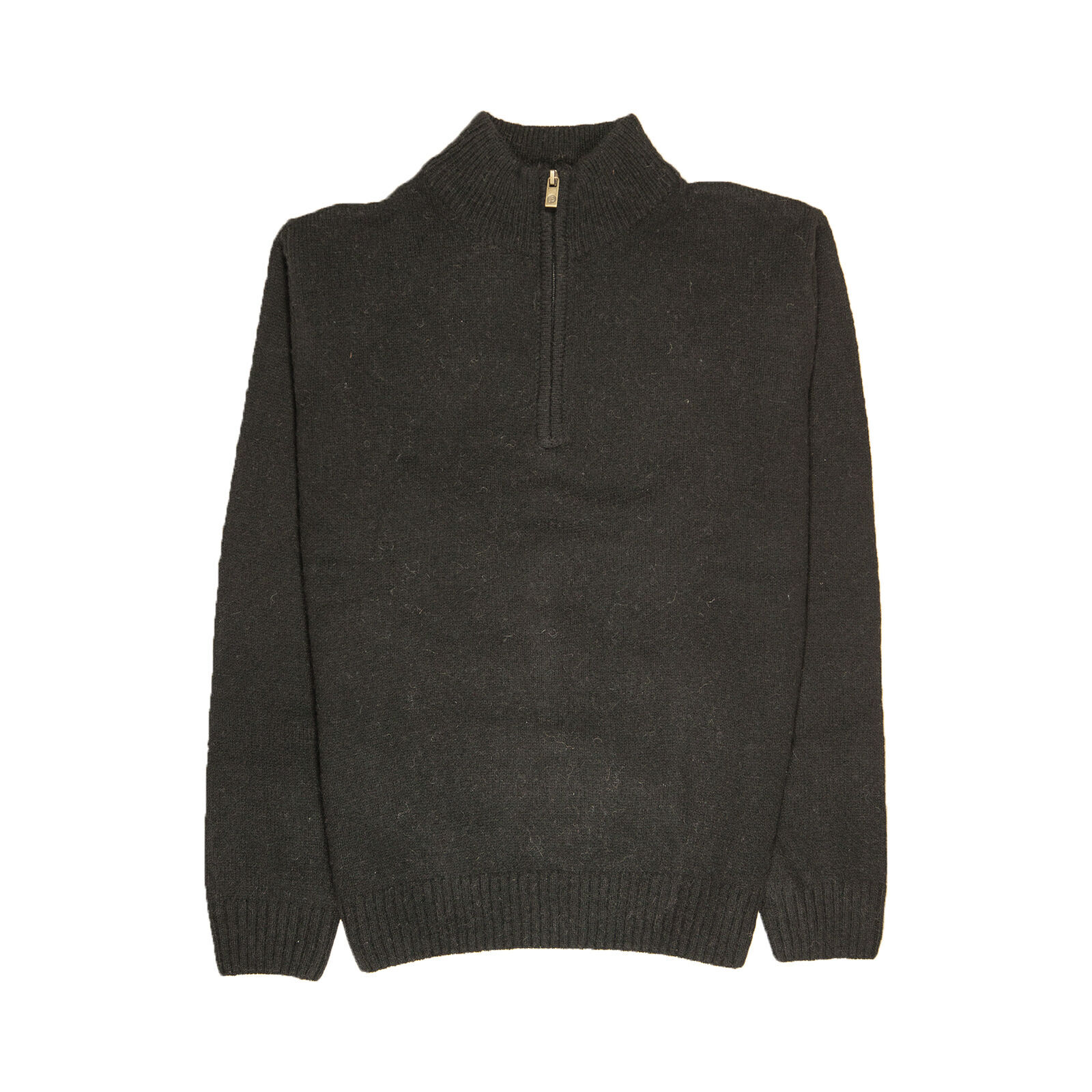 100% SHETLAND WOOL Half Zip Up Knit JUMPER Pullover Mens Sweater Knitted - Plain Black - 5XL Price