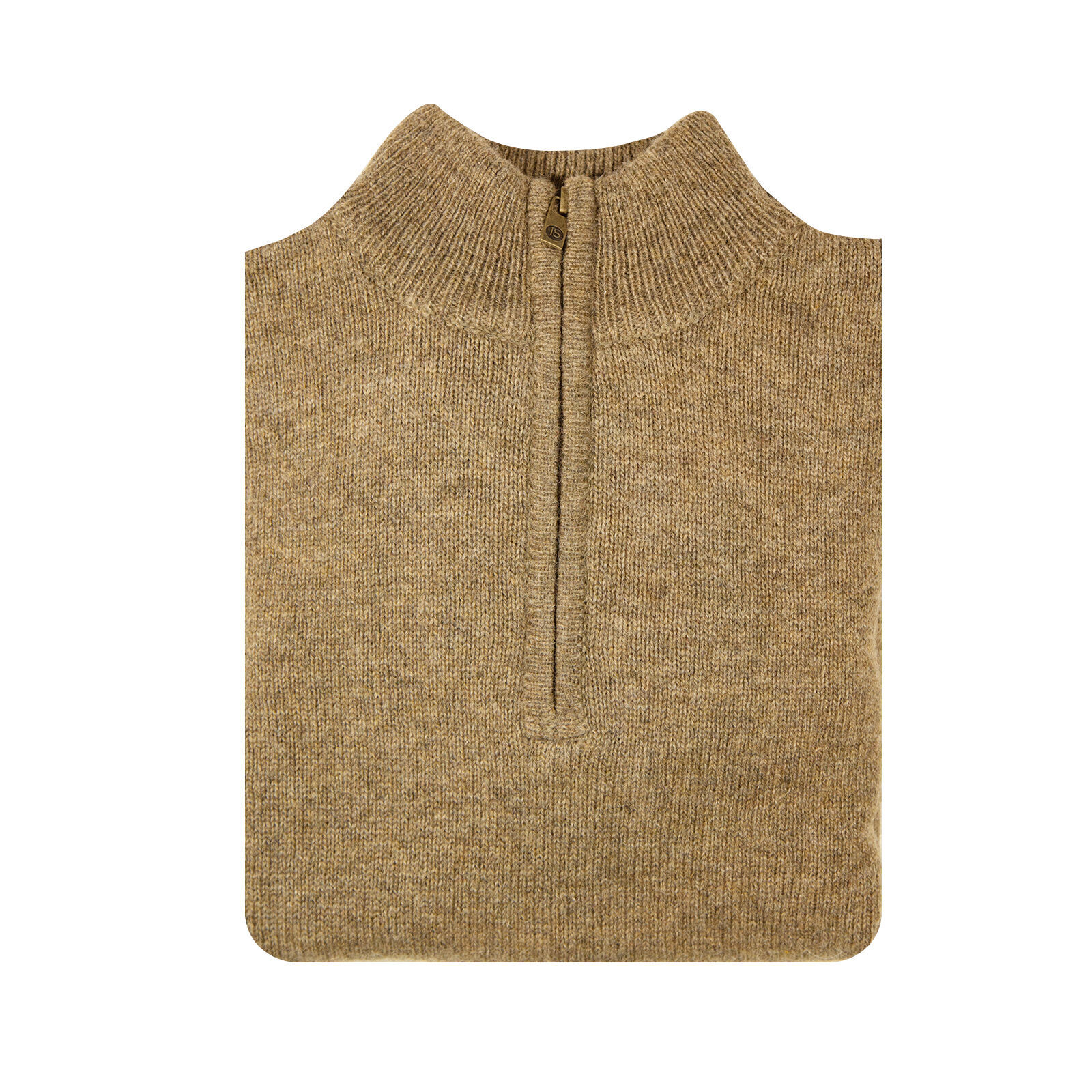 100% SHETLAND WOOL Half Zip Up Knit JUMPER Pullover Mens Sweater Knitted - Nutmeg (23) - L Price