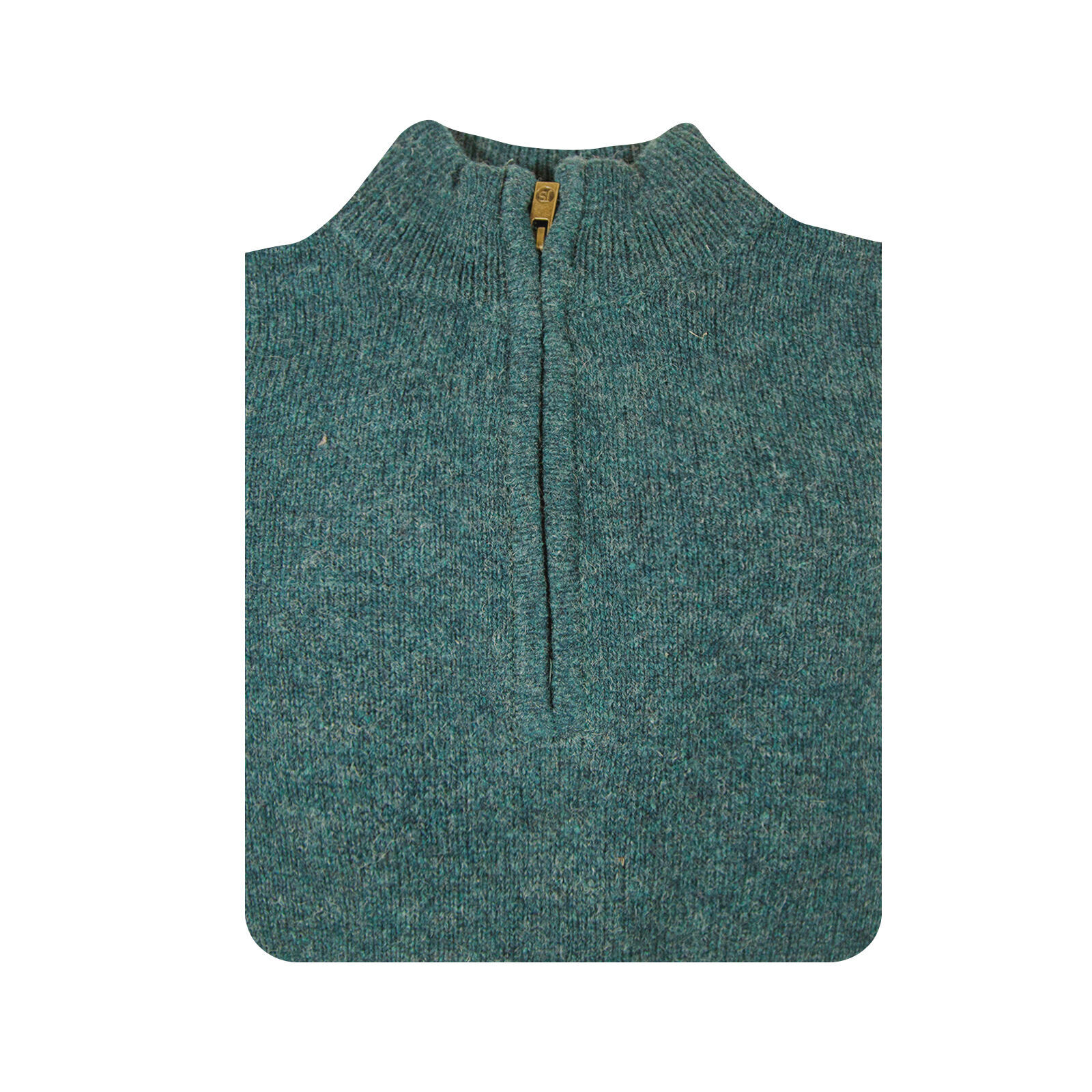 100% SHETLAND WOOL Half Zip Up Knit JUMPER Pullover Mens Sweater Knitted - Sherwood (32) - 5XL Price