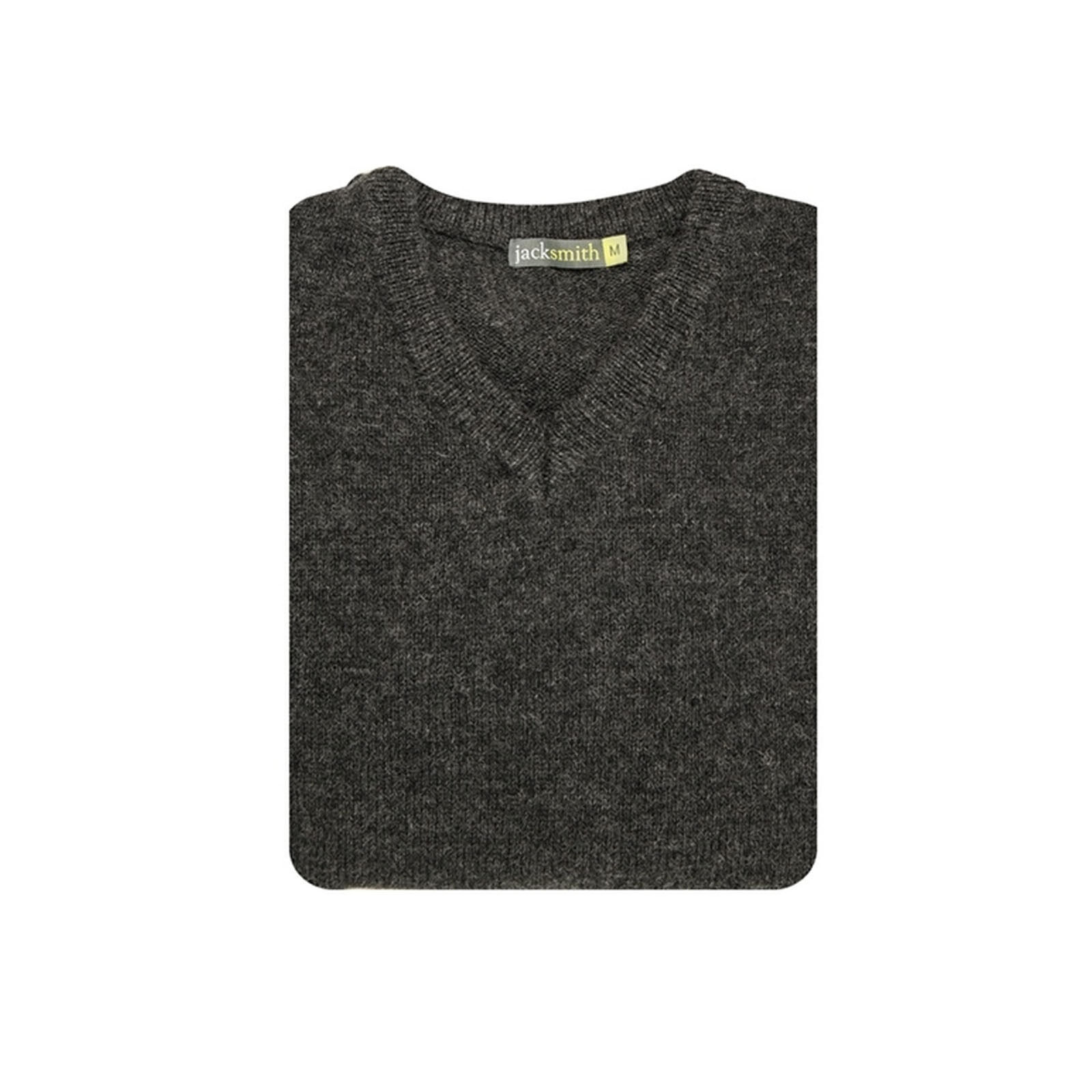 100% Shetland Wool V Neck Knit Jumper Pullover Mens Sweater Knitted - Charcoal (29) - 6XL Price