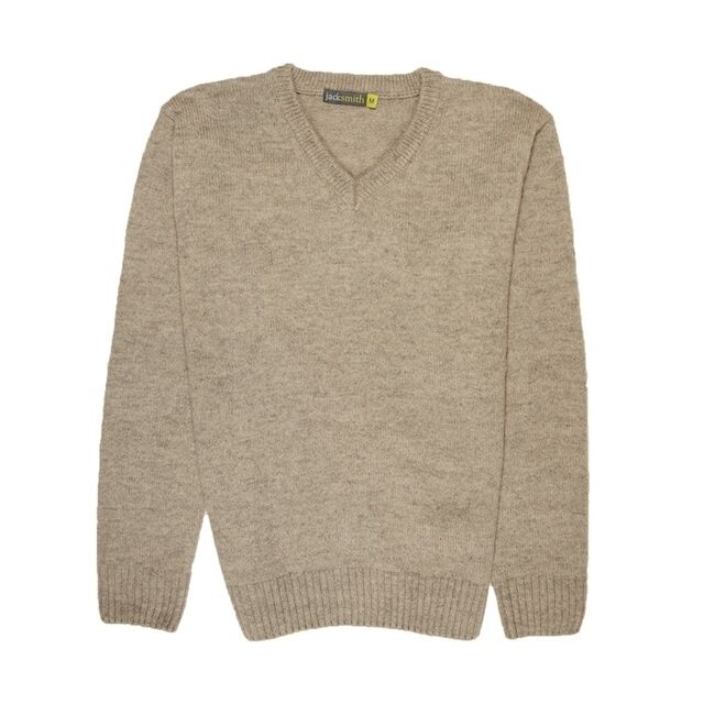 100% Shetland Wool V Neck Knit Jumper Pullover Mens Sweater Knitted - Oat Marle (03) - M Price
