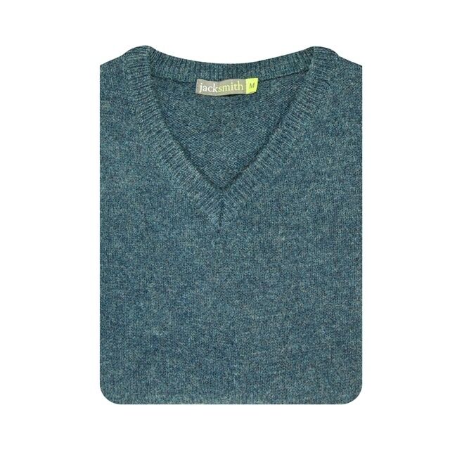 100% Shetland Wool V Neck Knit Jumper Pullover Mens Sweater Knitted - Sherwood (32) - 4XL Price