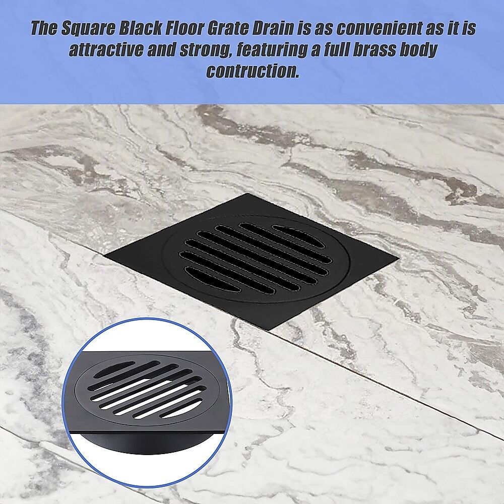 Square Black Floor Grate Drain 110 mm Full Brass Construction Price