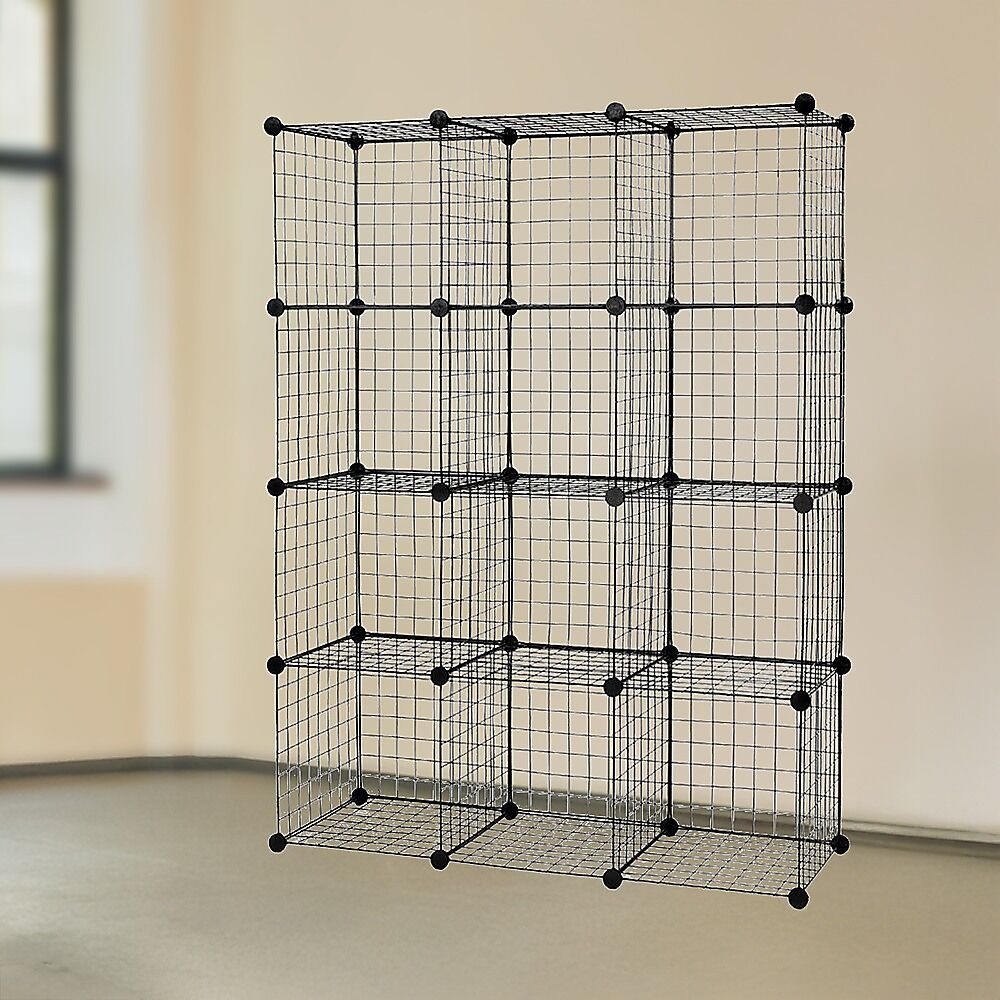 12 Cube Wire Grid Organiser Bookcase Storage Cabinet Wardrobe Closet Black Price