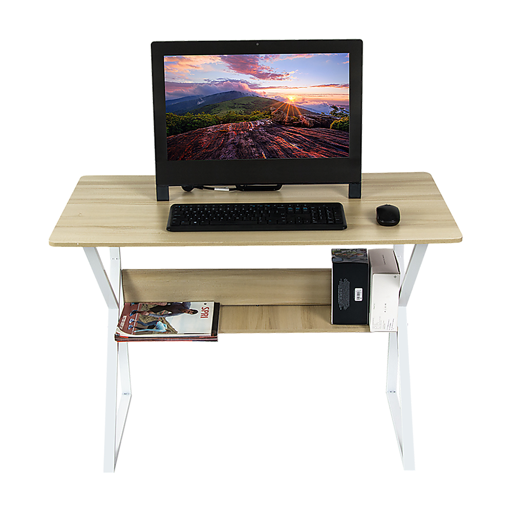 Wood & Metal Computer Desk with Shelf Home Office Furniture Price